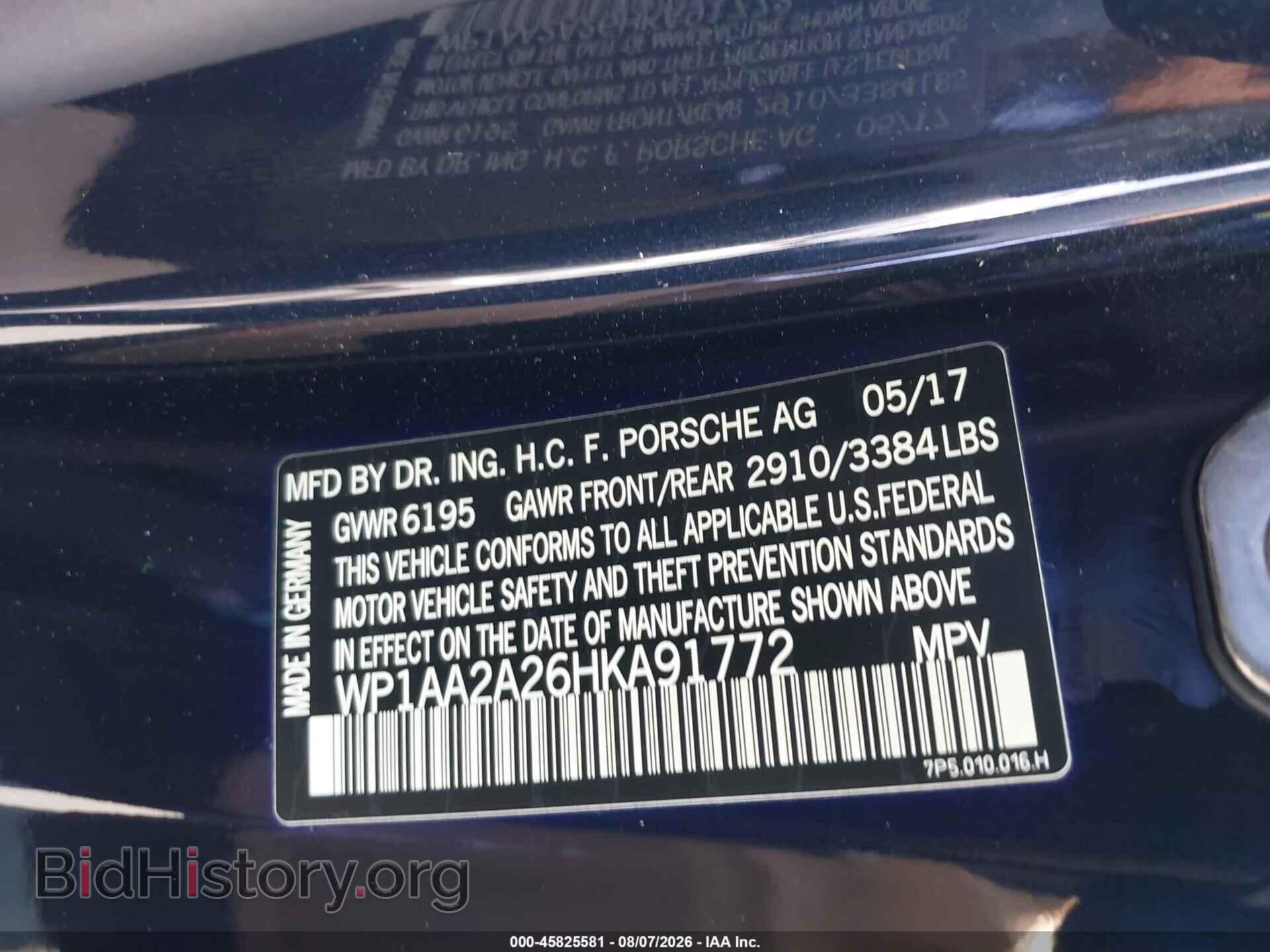 2017 PORSCHE CAYENNE - VIN: WP1AA2A26HKA91772 - Фото 9