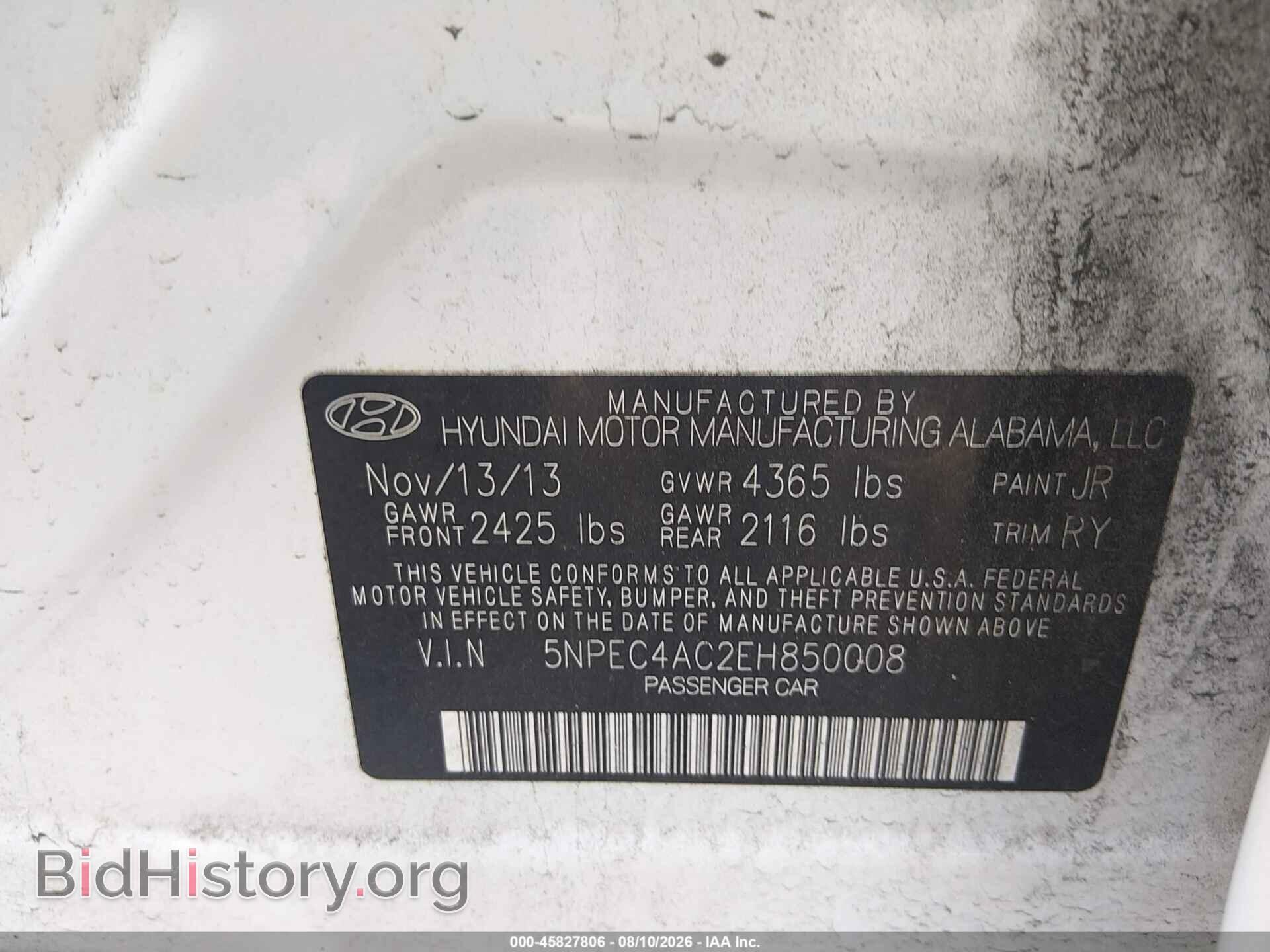 2014 HYUNDAI SONATA - VIN: 5NPEC4AC2EH850008 - Photo 9