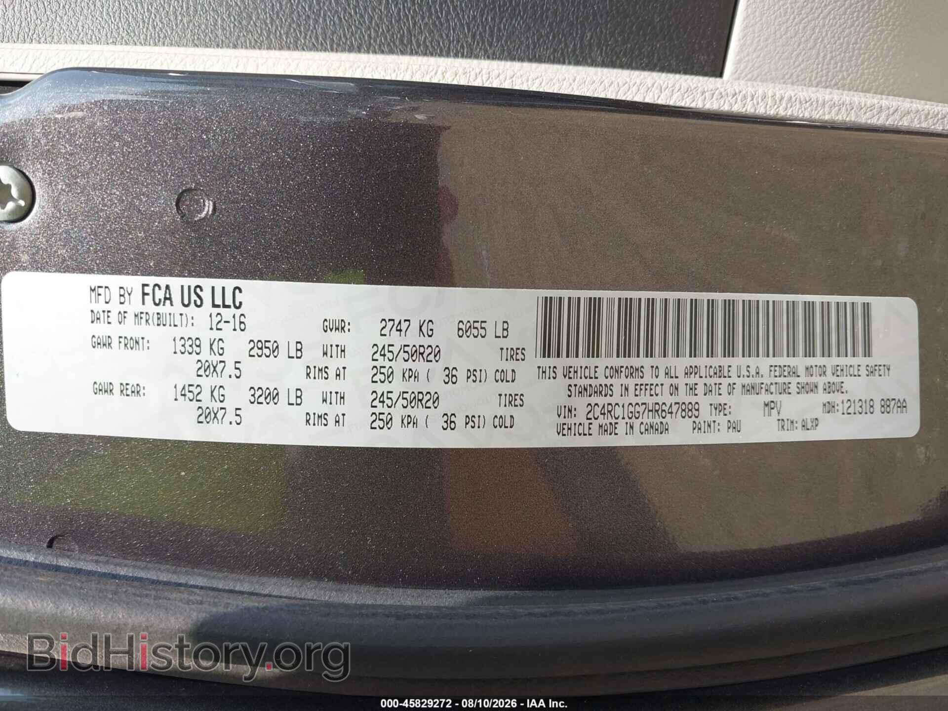 2017 CHRYSLER PACIFICA - VIN: 2C4RC1GG7HR647889 - Photo 9