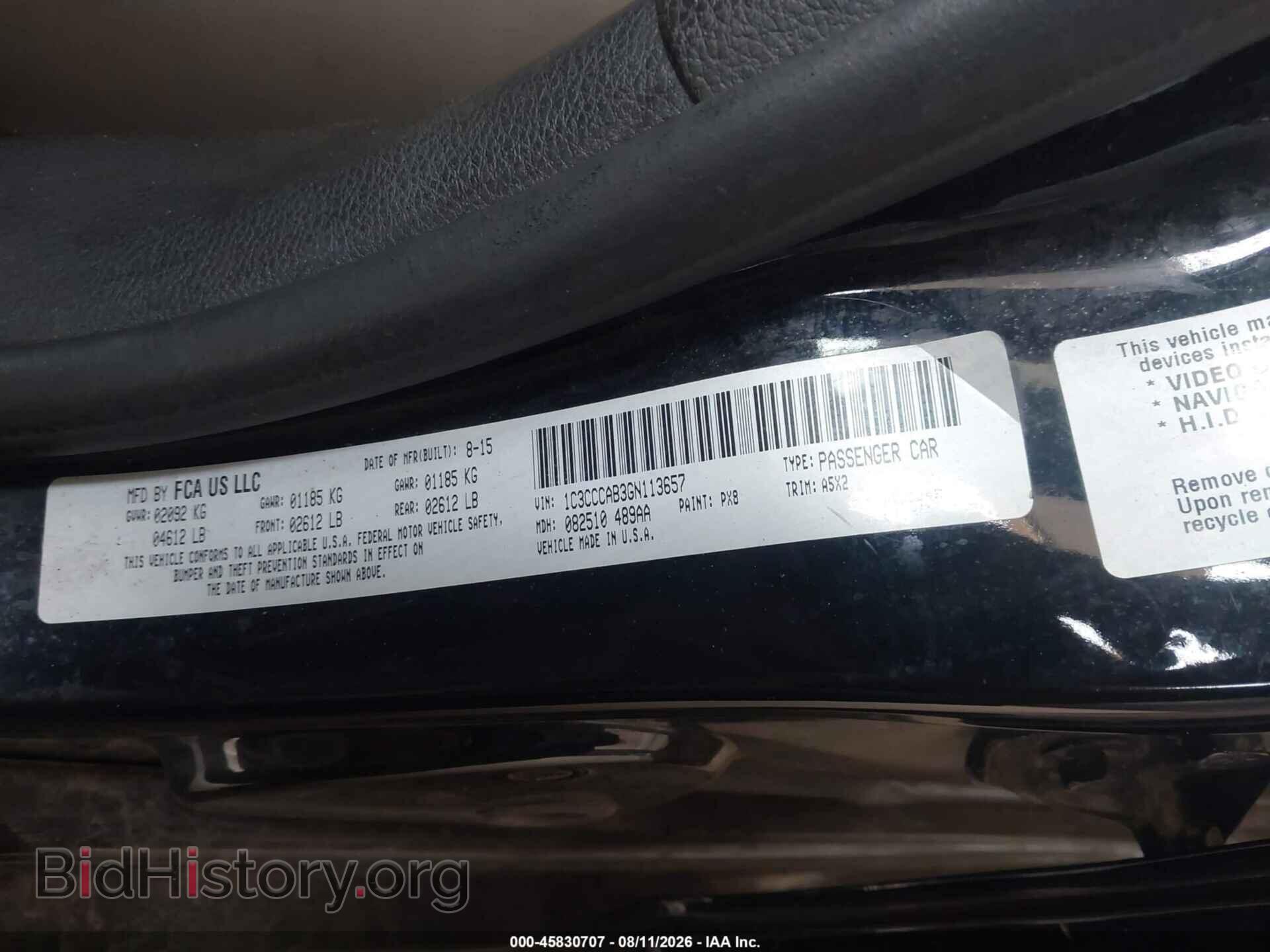 2016 CHRYSLER 200 - VIN: 1C3CCCAB3GN113657 - Фото 9