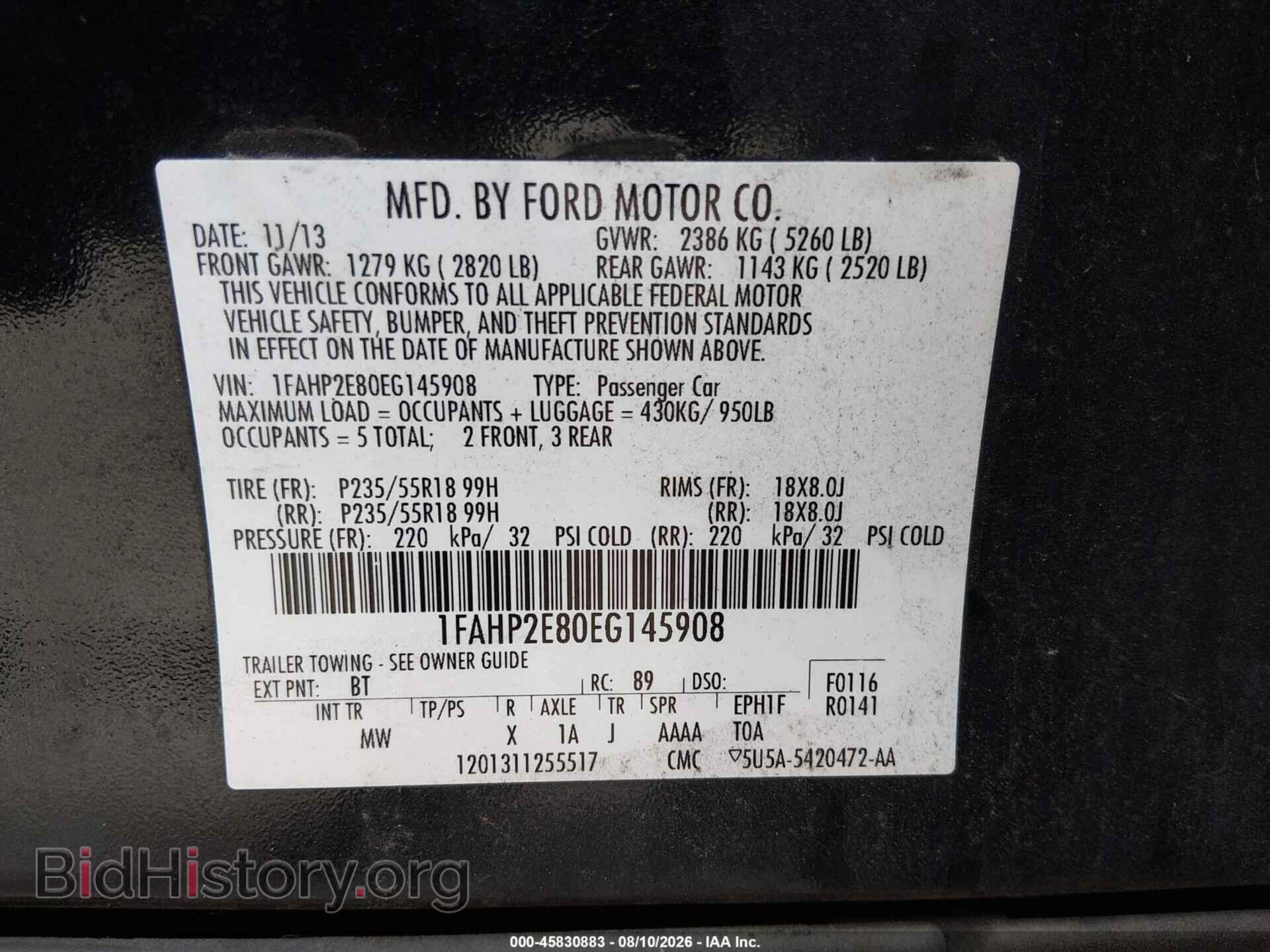 2014 FORD TAURUS - VIN: 1FAHP2E80EG145908 - Фото 9