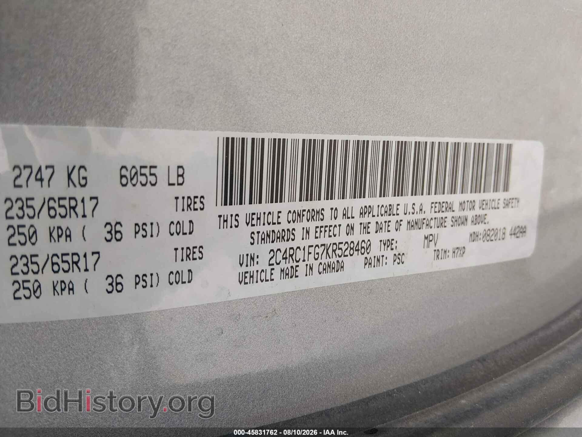 2019 CHRYSLER PACIFICA - VIN: 2C4RC1FG7KR528460 - Photo 9