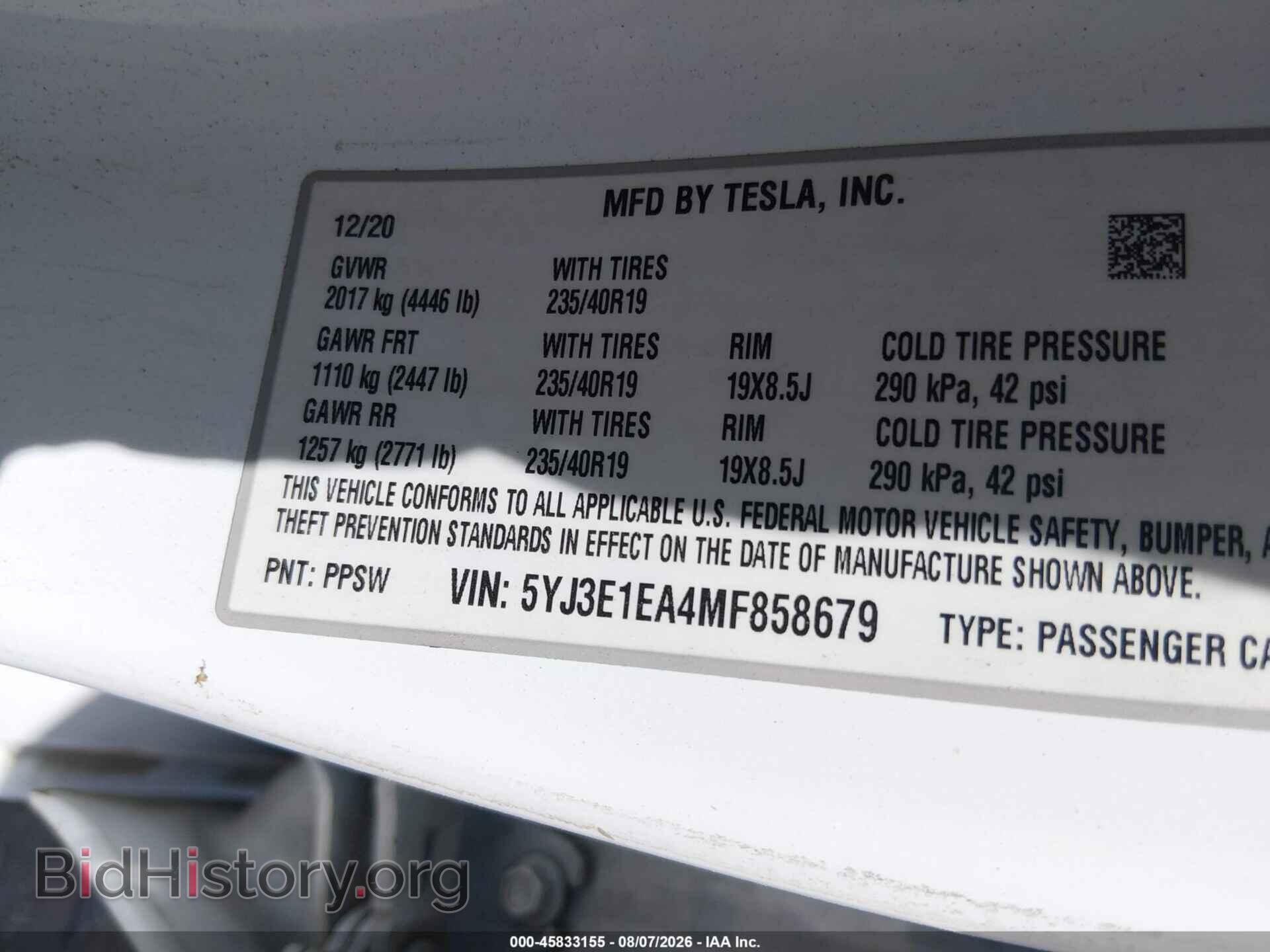 2021 TESLA MODEL 3 - VIN: 5YJ3E1EA4MF858679 - Photo 9