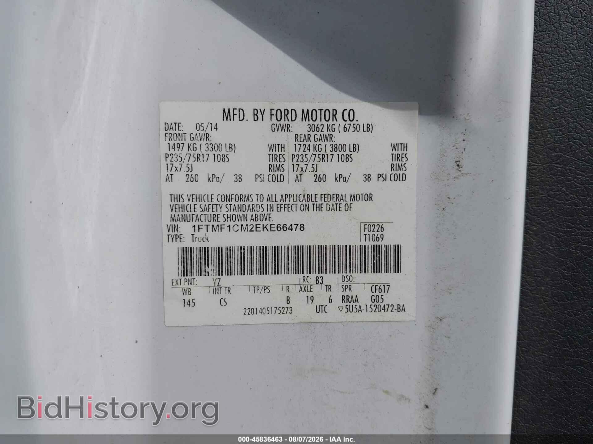 2014 FORD F-150 - VIN: 1FTMF1CM2EKE66478 - Photo 9