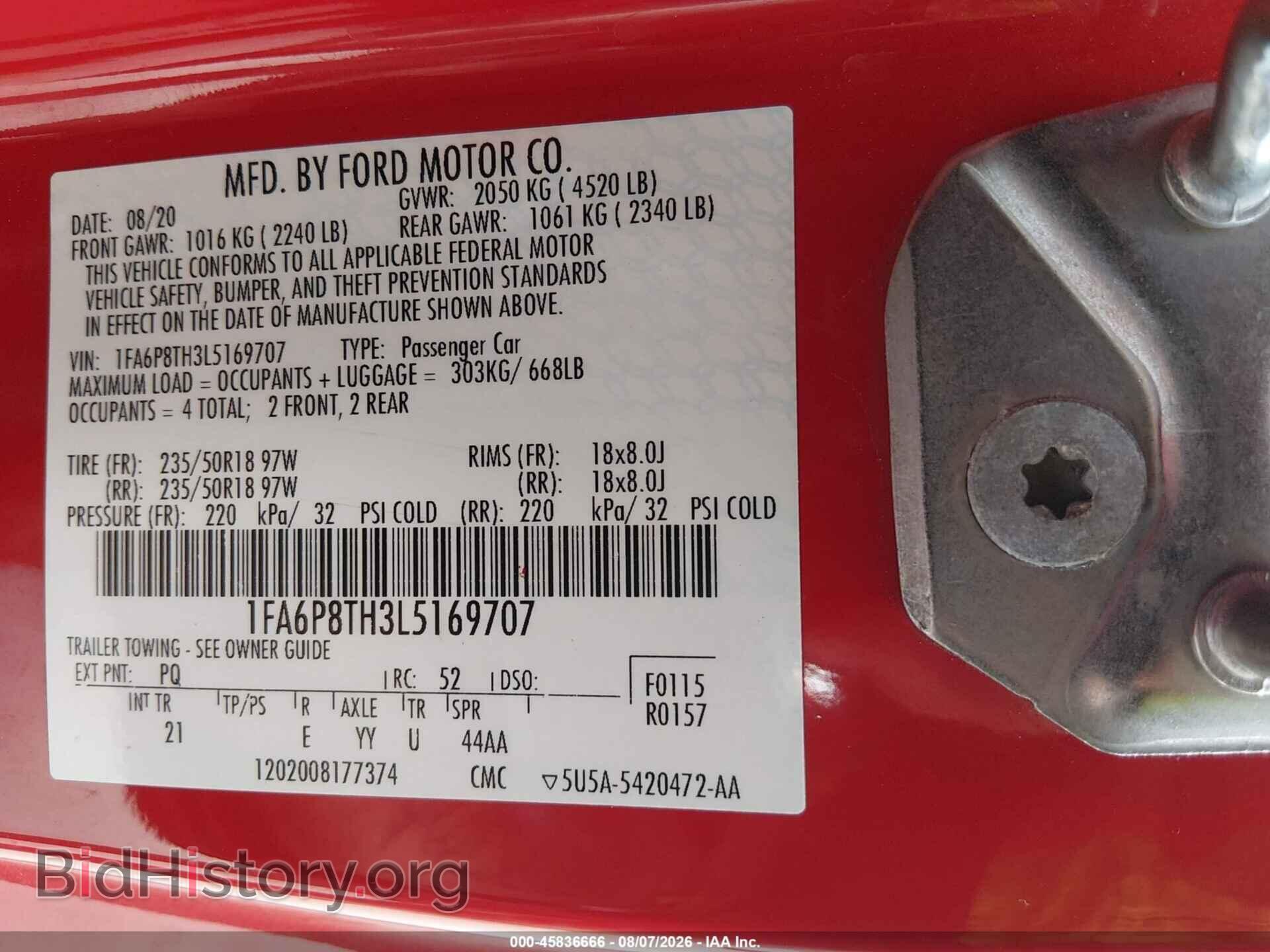2020 FORD MUSTANG - VIN: 1FA6P8TH3L5169707 - Фото 9