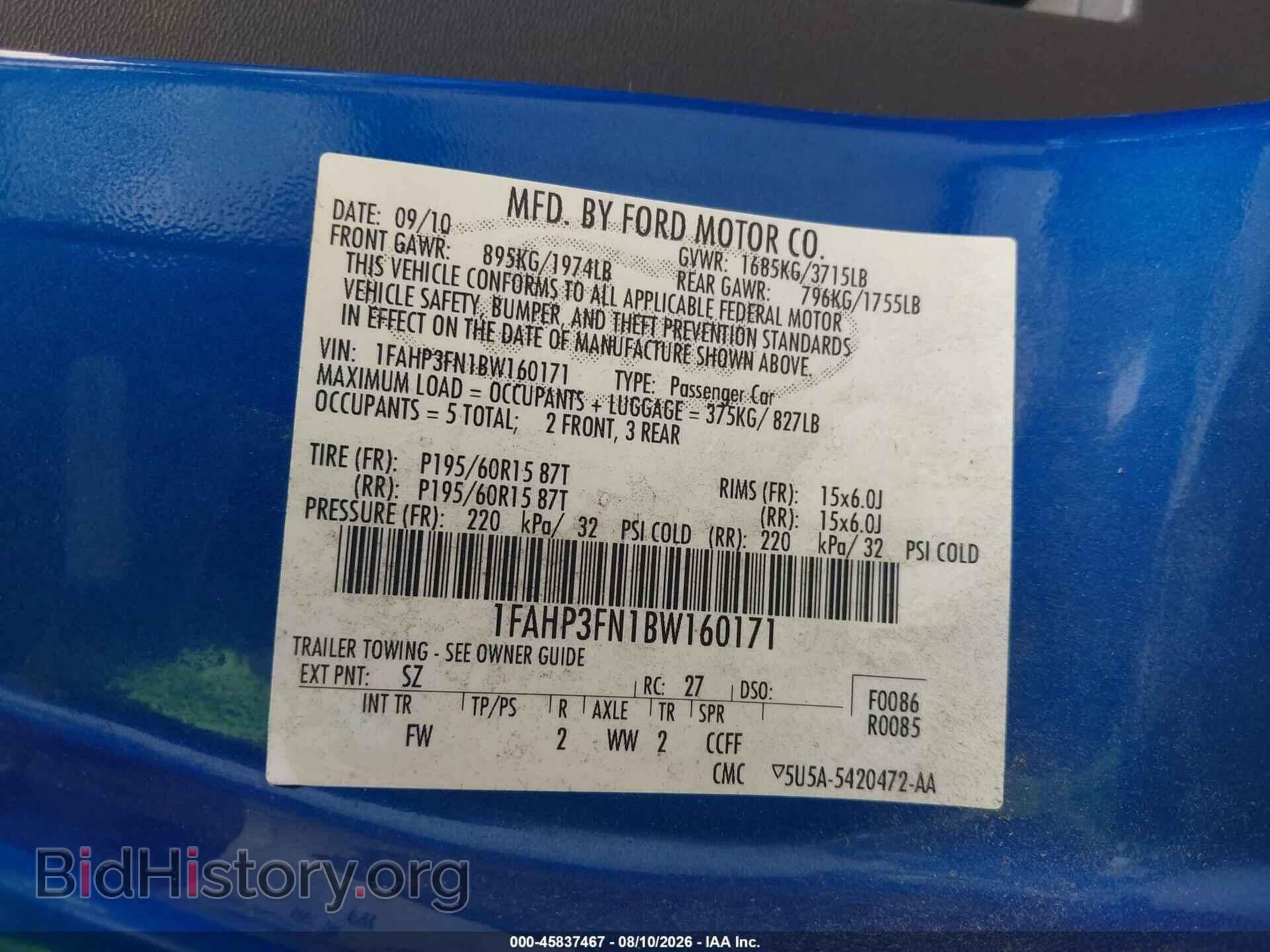 2011 FORD FOCUS - VIN: 1FAHP3FN1BW160171 - Photo 9