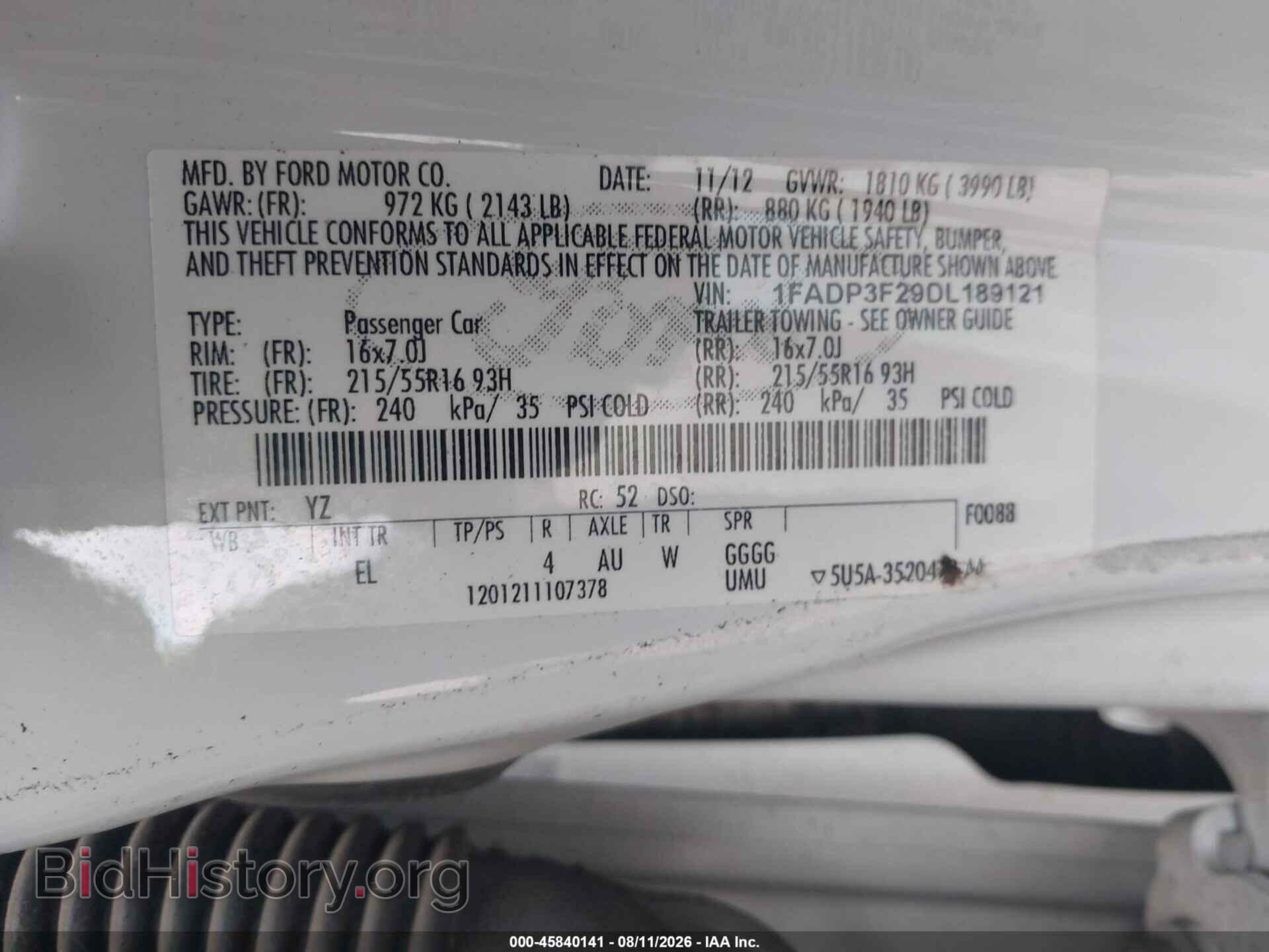 2013 FORD FOCUS - VIN: 1FADP3F29DL189121 - Фото 9