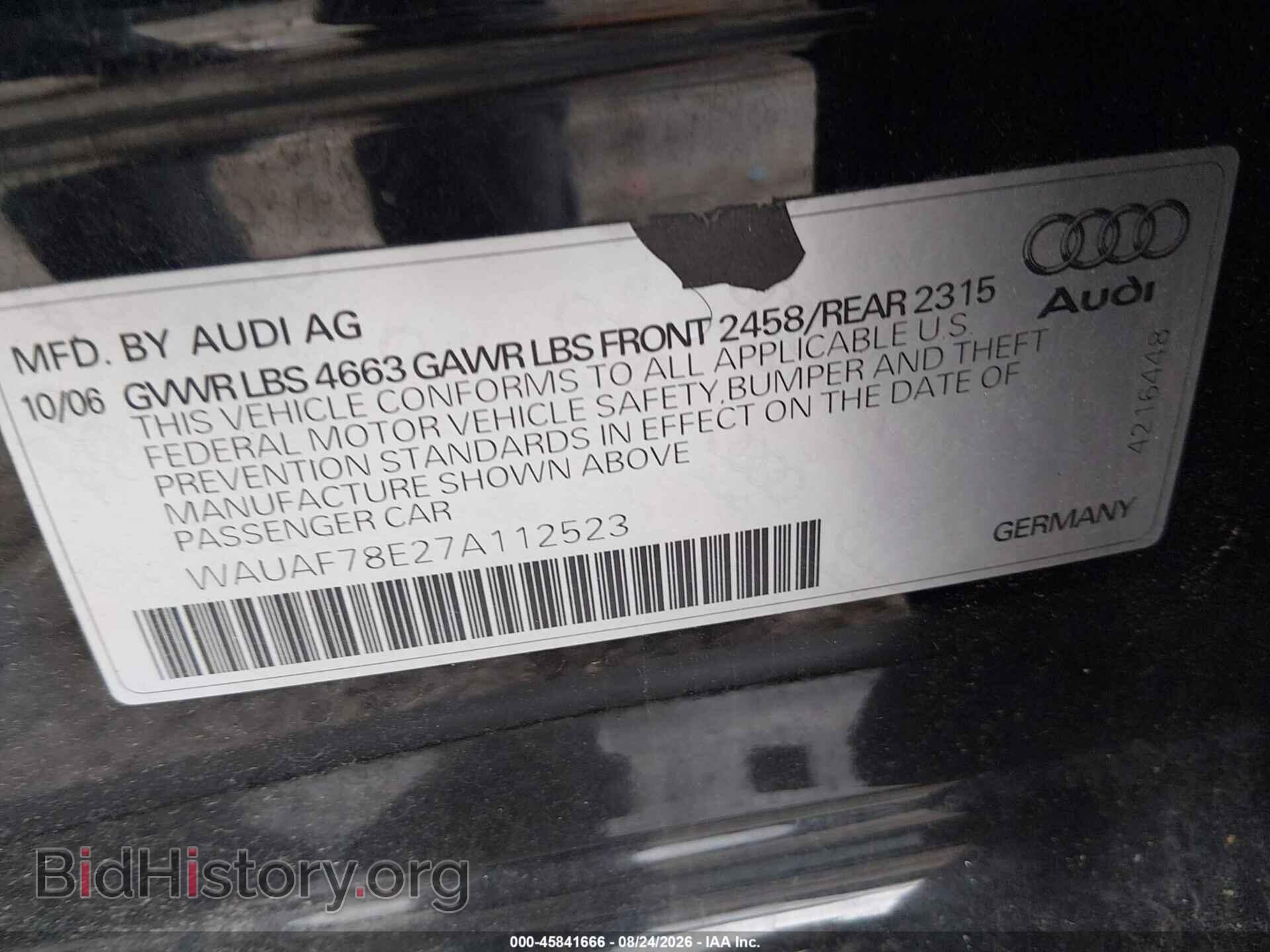 2007 AUDI A4 - VIN: WAUAF78E27A112523 - Photo 9