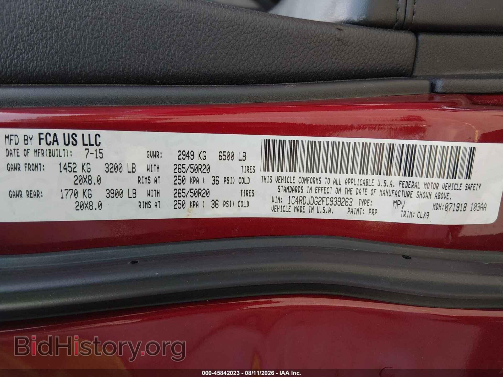 2015 DODGE DURANGO - VIN: 1C4RDJDG2FC939263 - Photo 9