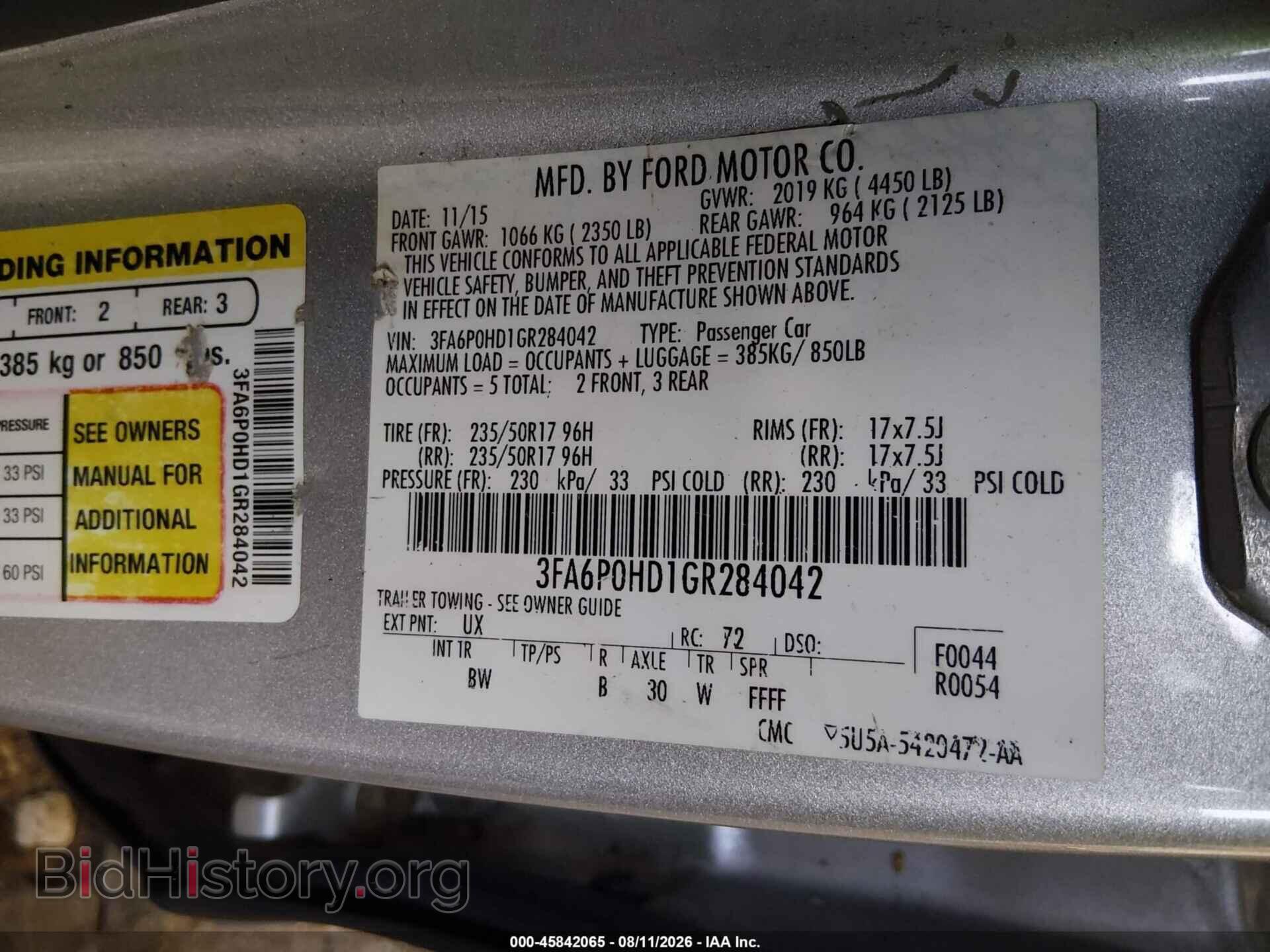 2016 FORD FUSION - VIN: 3FA6P0HD1GR284042 - Фото 9