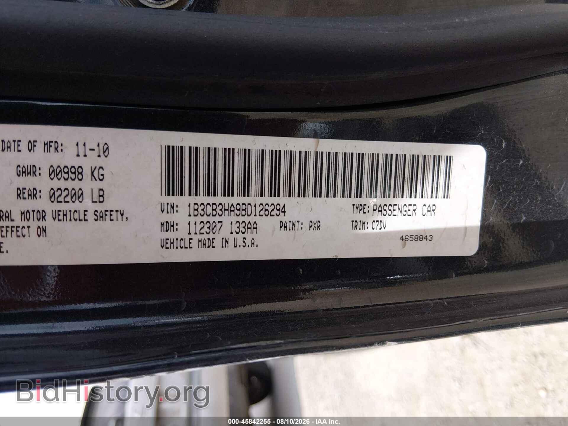 2011 DODGE CALIBER - VIN: 1B3CB3HA9BD126294 - Photo 9