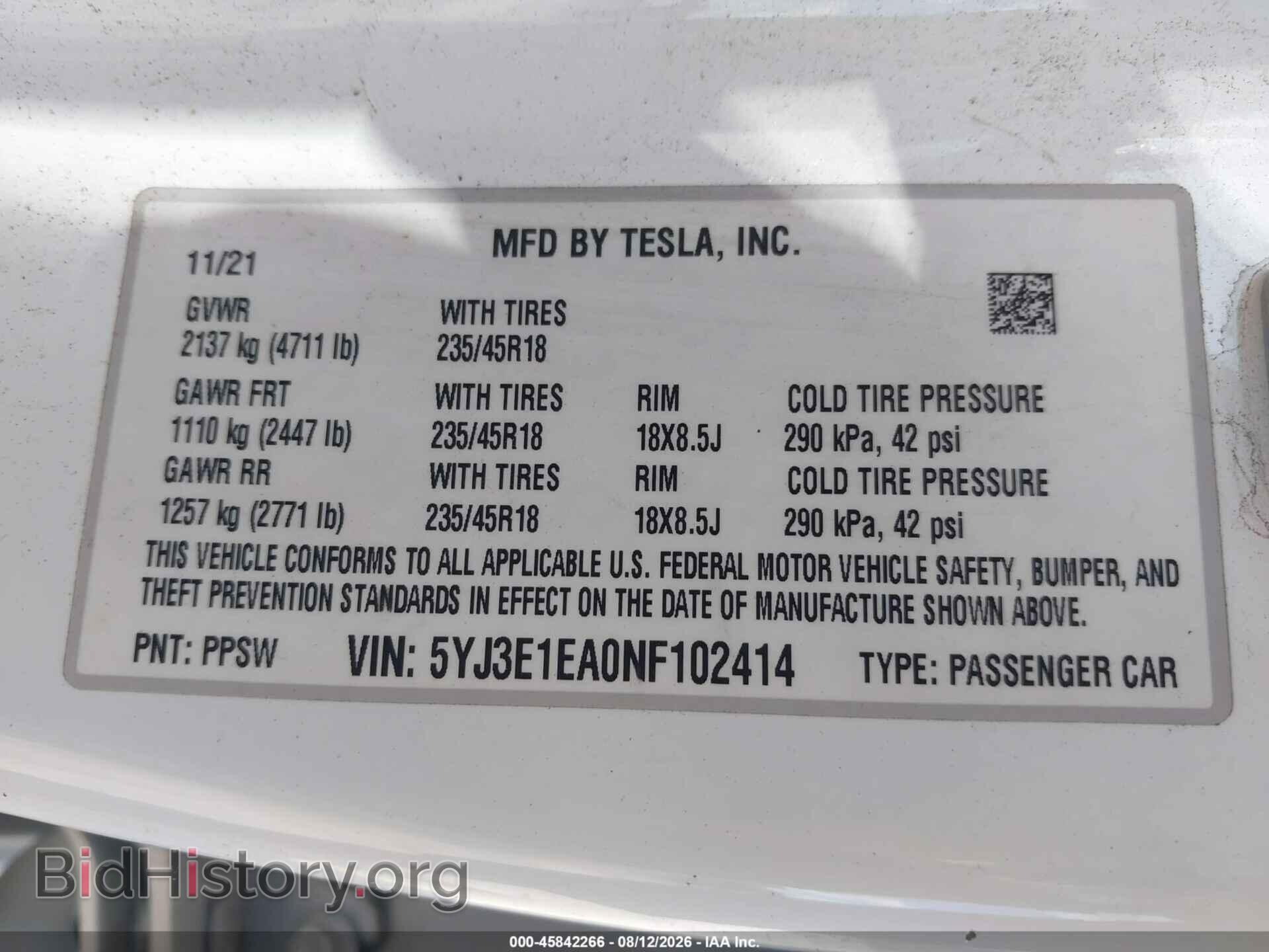 2022 TESLA MODEL 3 - VIN: 5YJ3E1EA0NF102414 - Photo 9