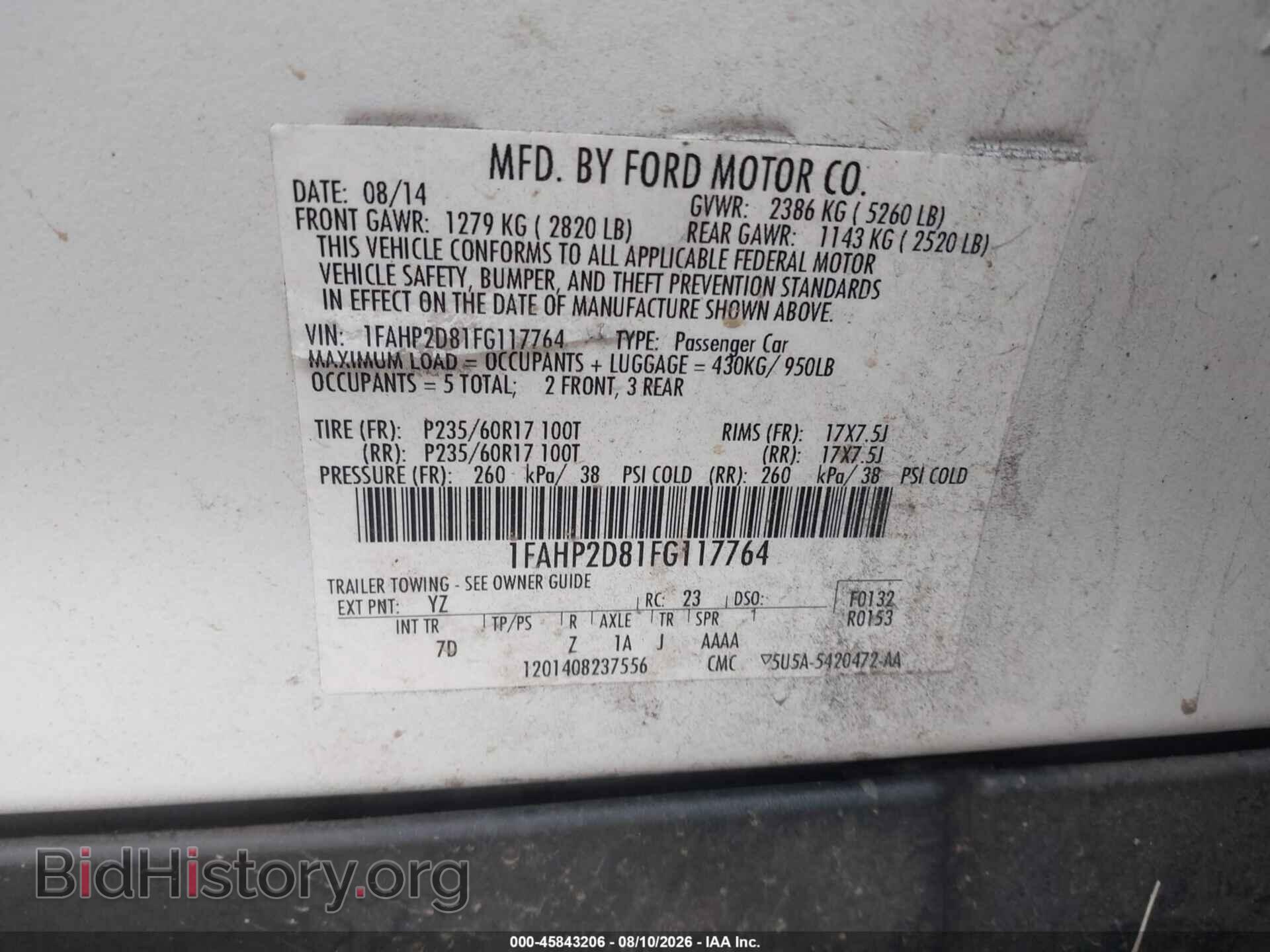2015 FORD TAURUS - VIN: 1FAHP2D81FG117764 - Photo 9