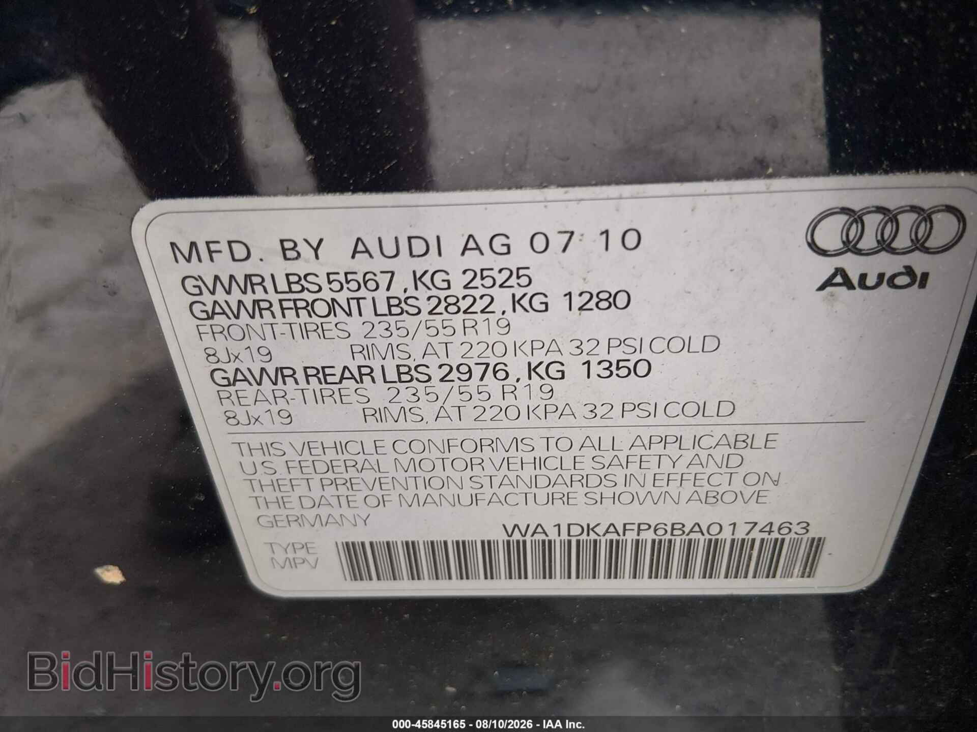 2011 AUDI Q5 - VIN: WA1DKAFP6BA017463 - Photo 9