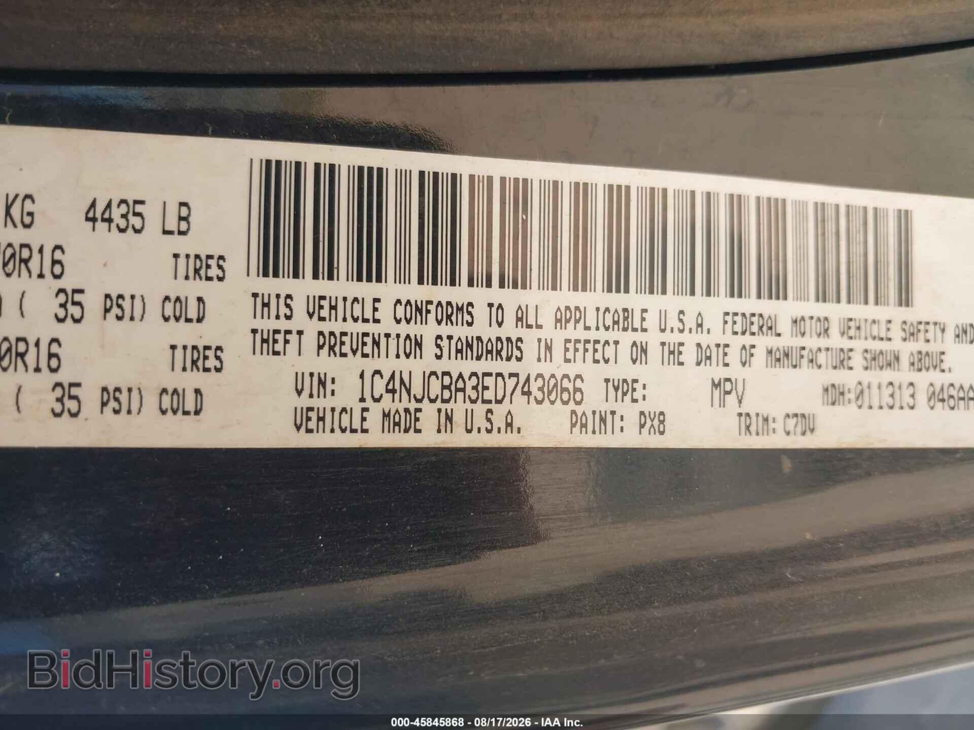 2014 JEEP COMPASS - VIN: 1C4NJCBA3ED743066 - Фото 9