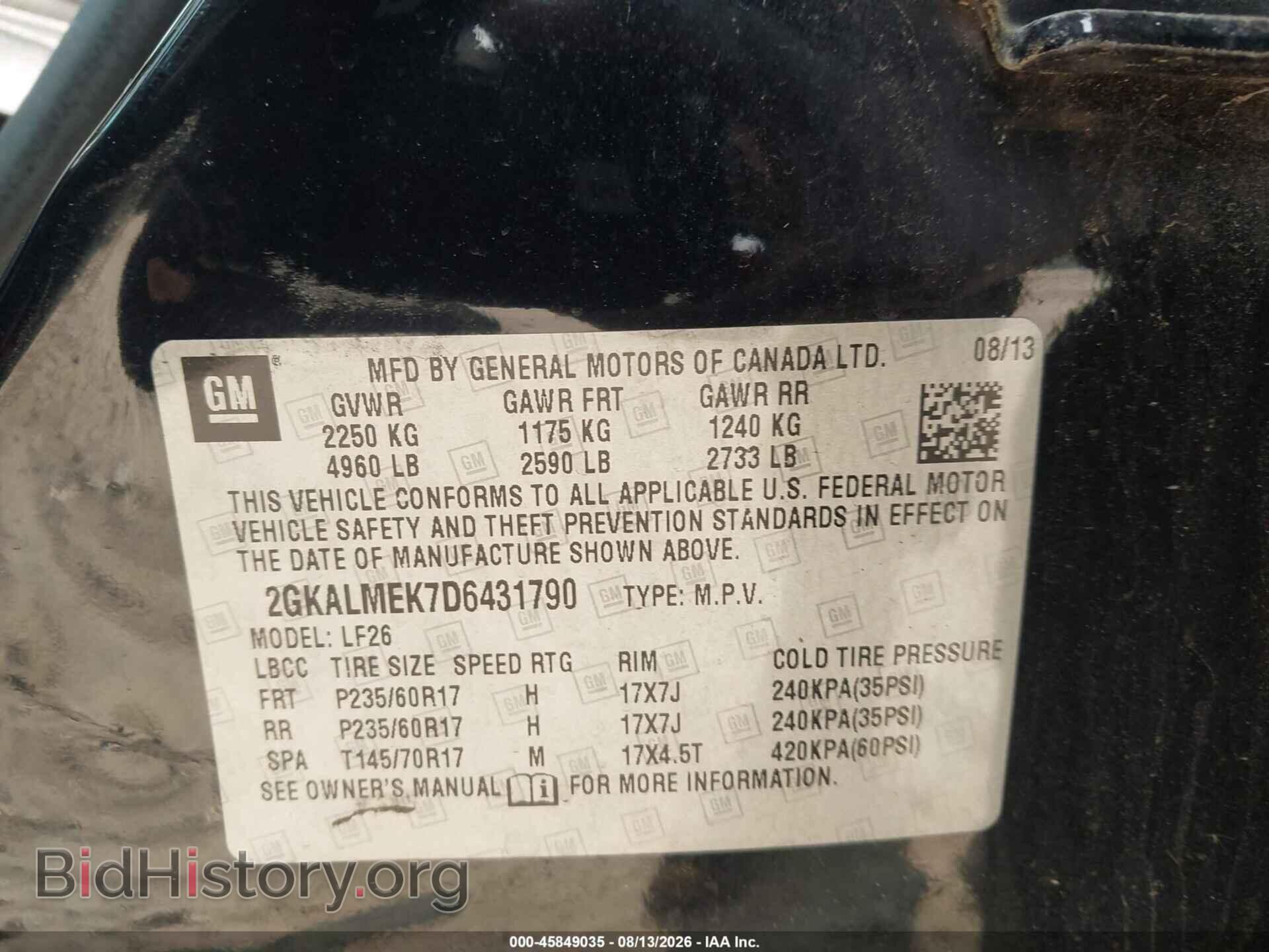2013 GMC TERRAIN - VIN: 2GKALMEK7D6431790 - Photo 9