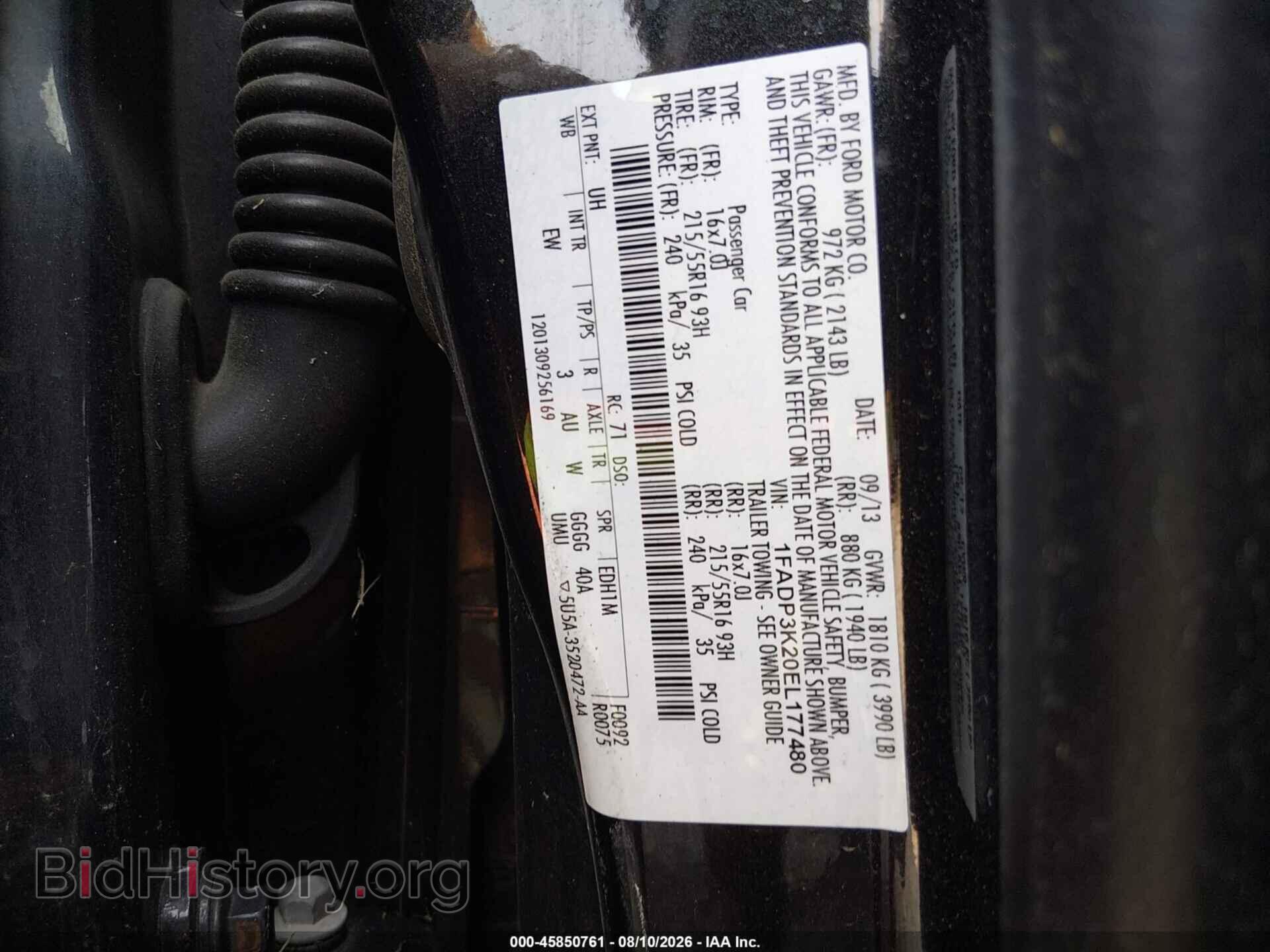 2014 FORD FOCUS - VIN: 1FADP3K20EL177480 - Фото 9