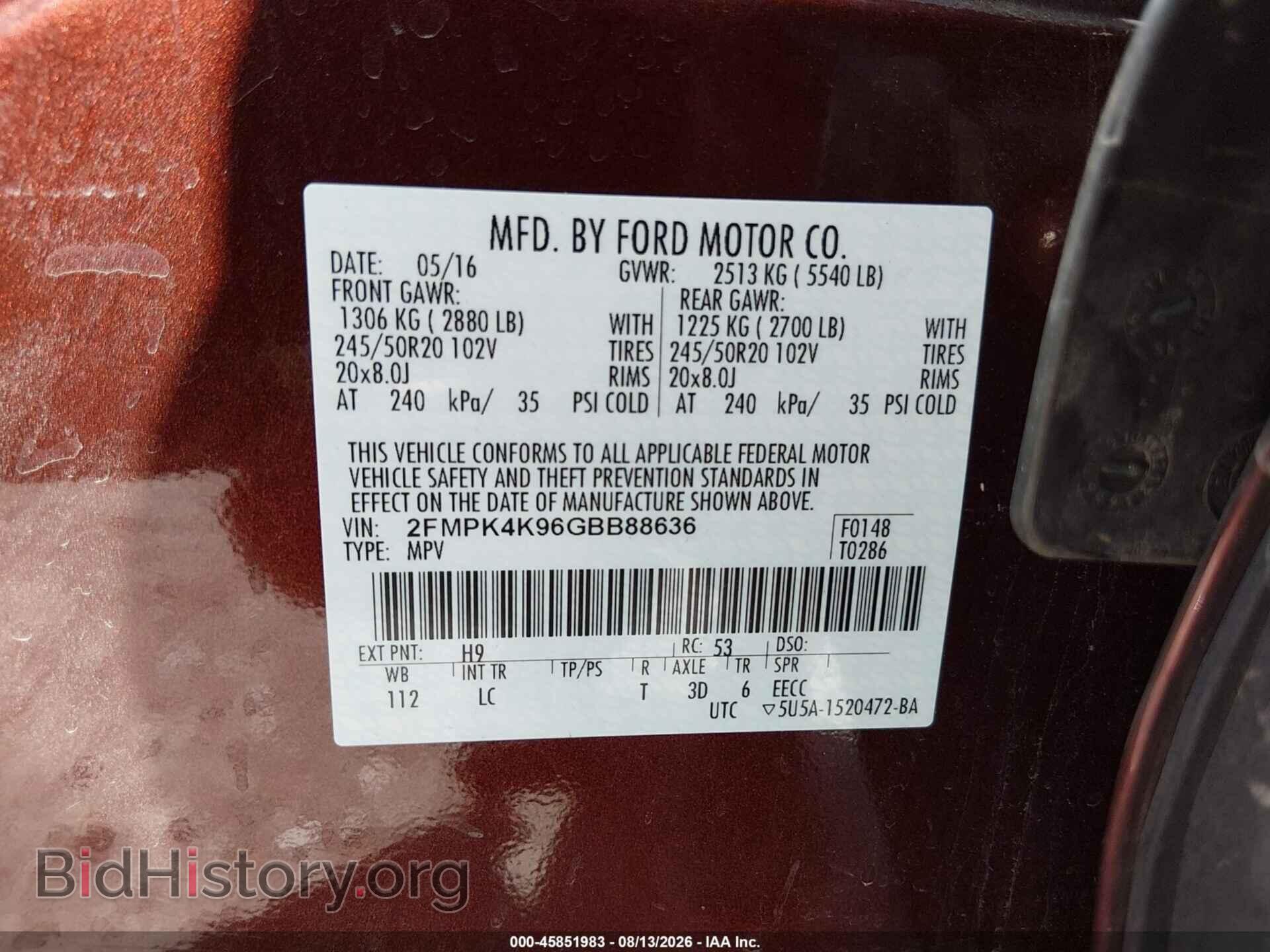 2016 FORD EDGE - VIN: 2FMPK4K96GBB88636 - Photo 9