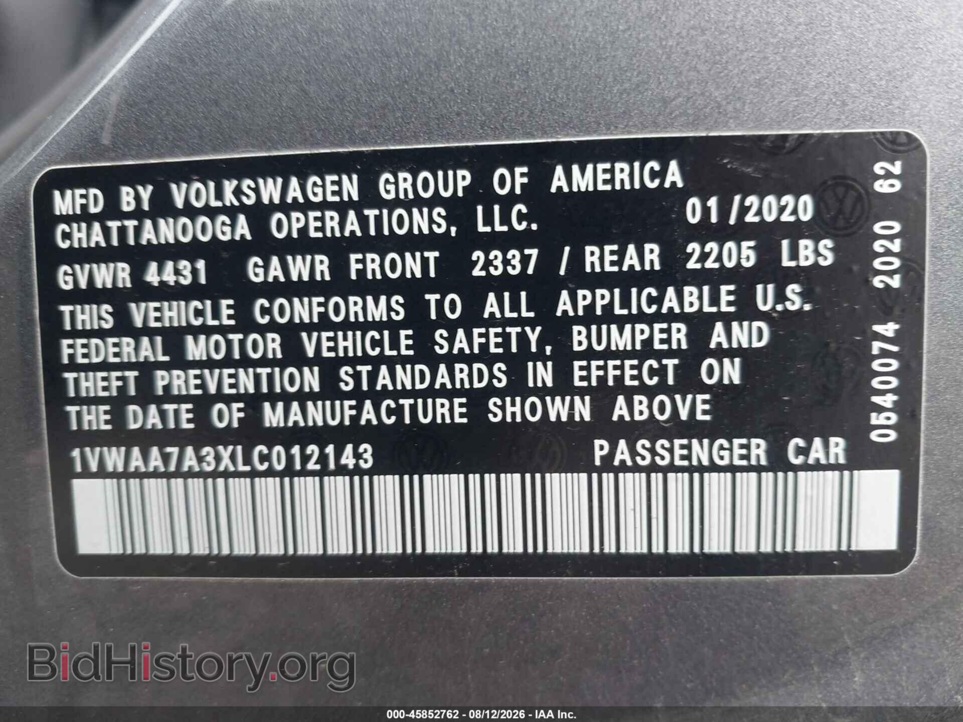 2020 VOLKSWAGEN PASSAT - VIN: 1VWAA7A3XLC012143 - Фото 9