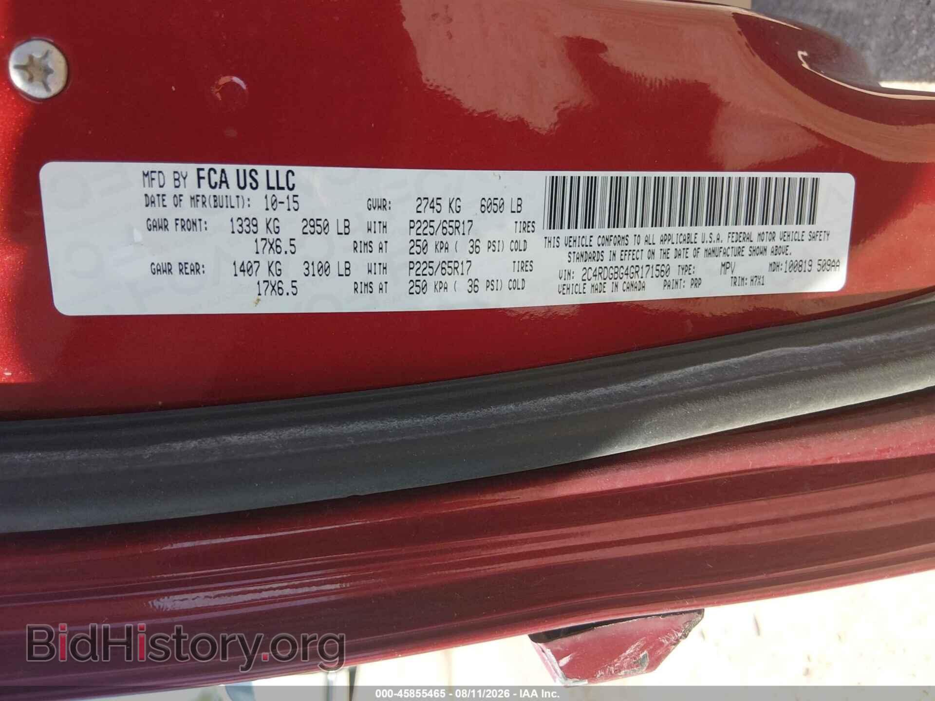 Report 2C4RDGBG4GR171560 DODGE GRAND CARAVAN 2016 Red Flexible Fuel ...