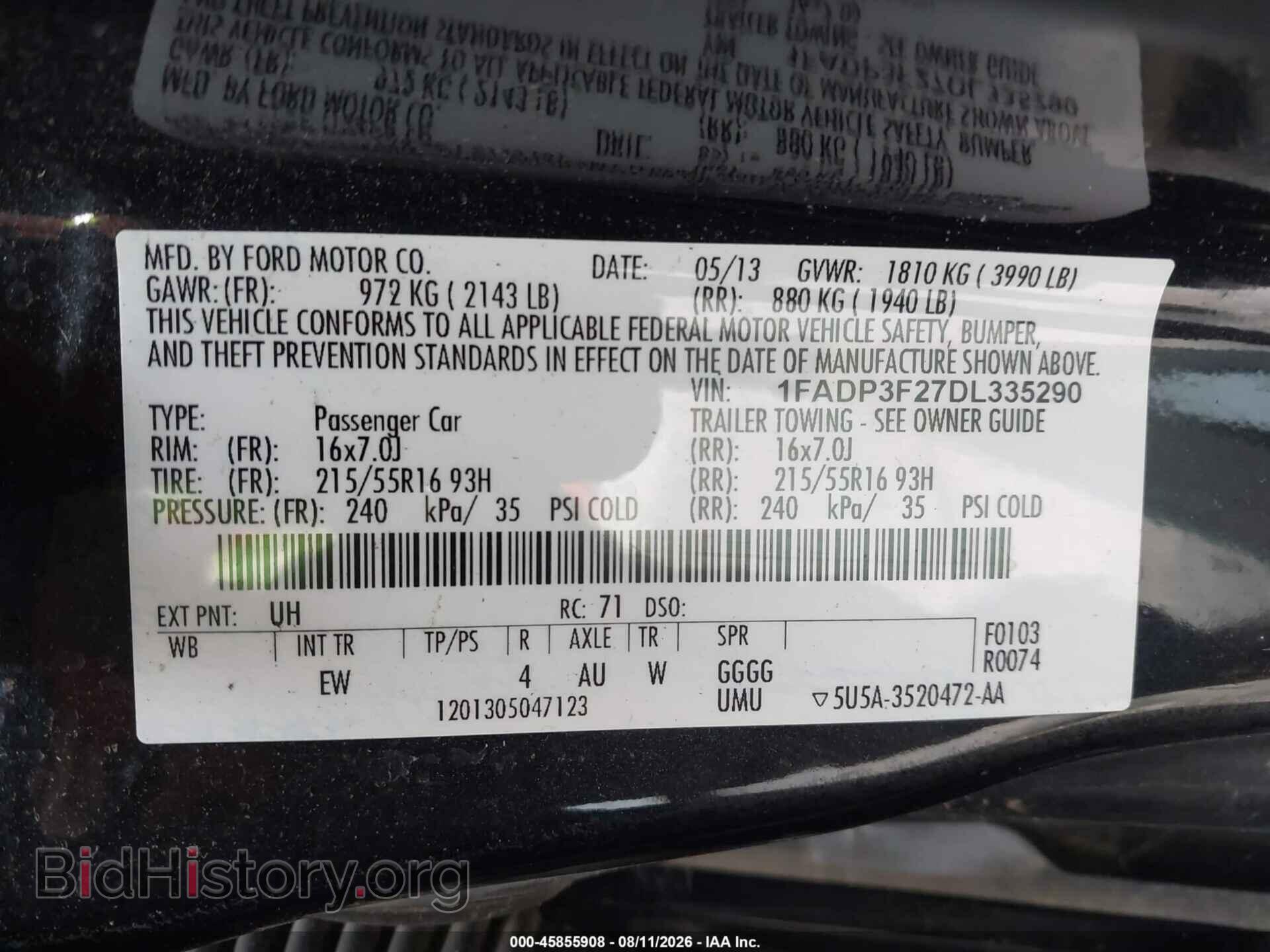 2013 FORD FOCUS - VIN: 1FADP3F27DL335290 - Фото 9