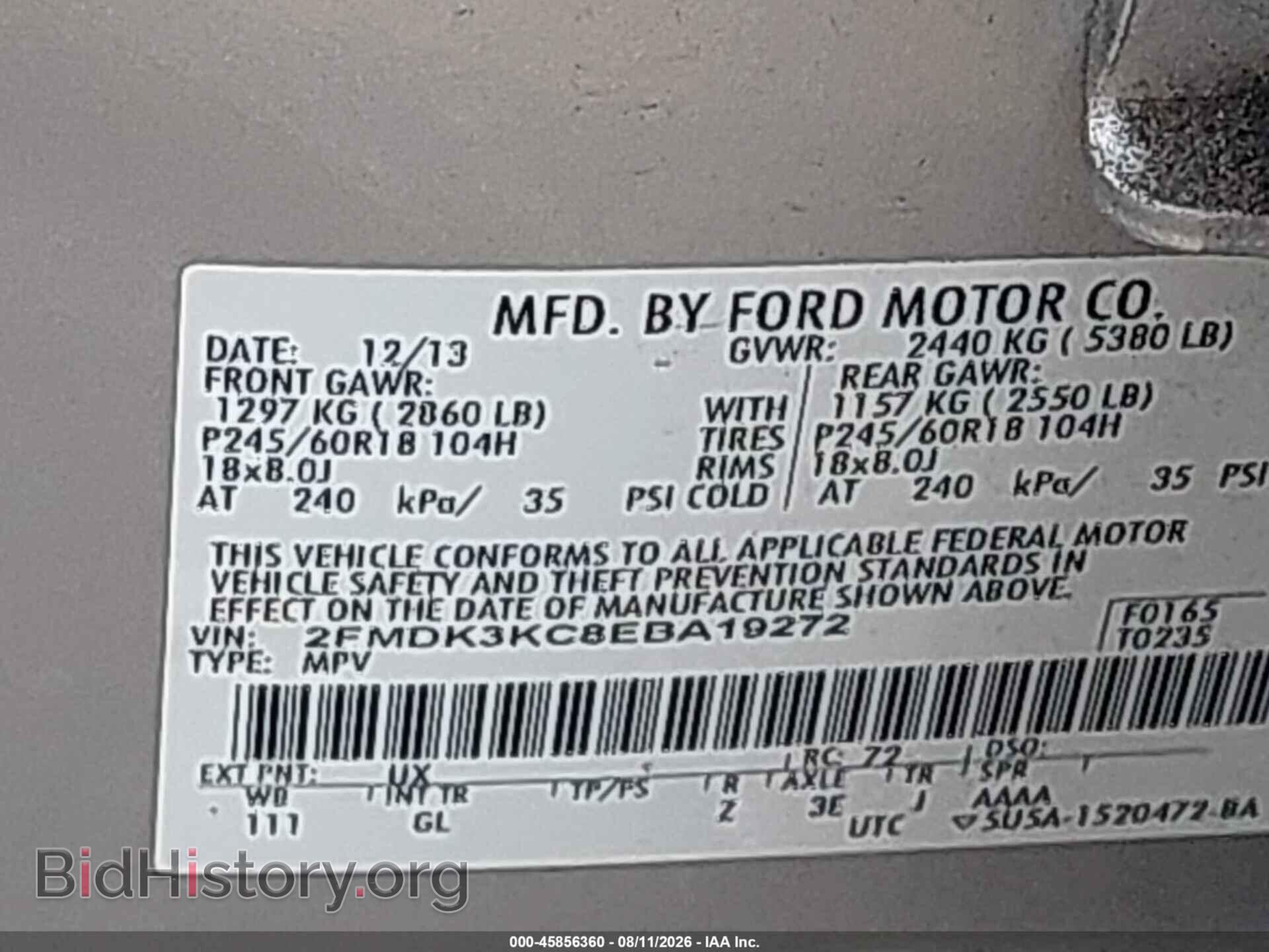 2014 FORD EDGE - VIN: 2FMDK3KC8EBA19272 - Photo 9