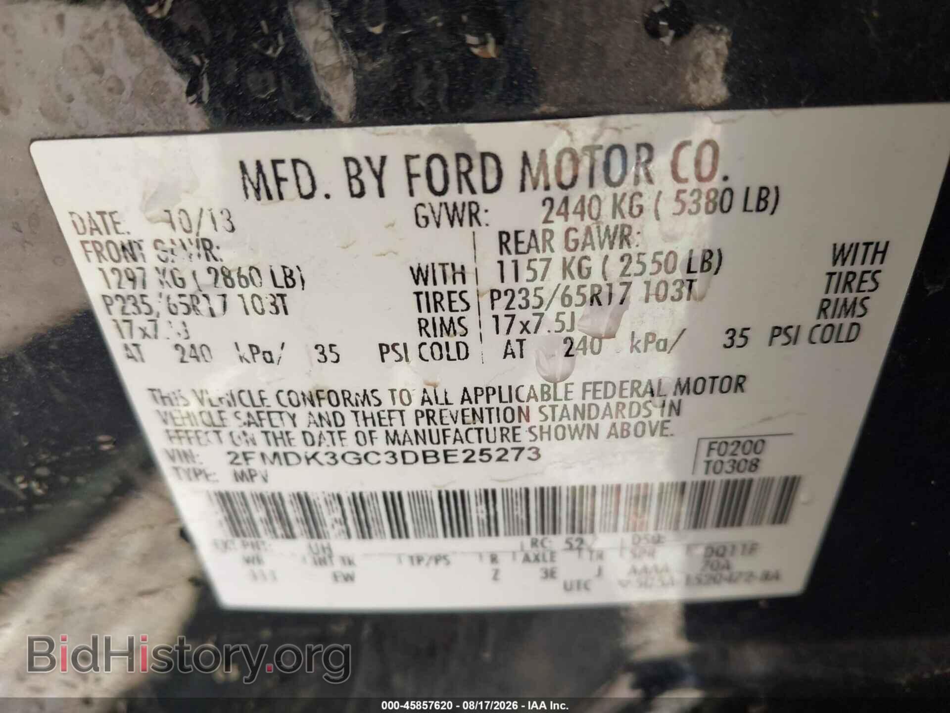 2013 FORD EDGE - VIN: 2FMDK3GC3DBE25273 - Photo 9