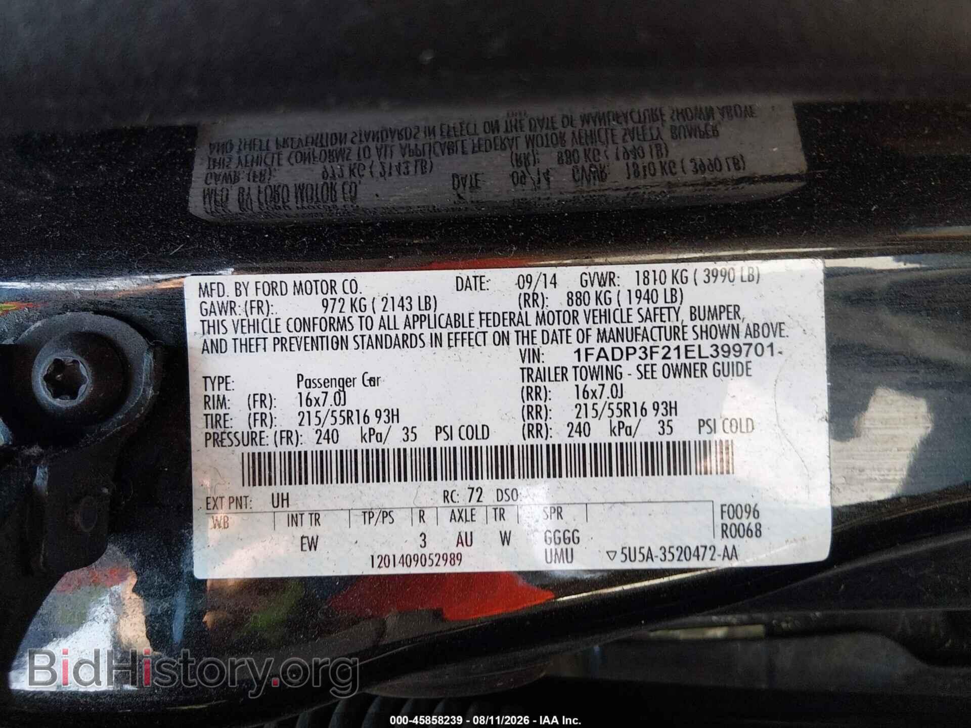 2014 FORD FOCUS - VIN: 1FADP3F21EL399701 - Photo 9