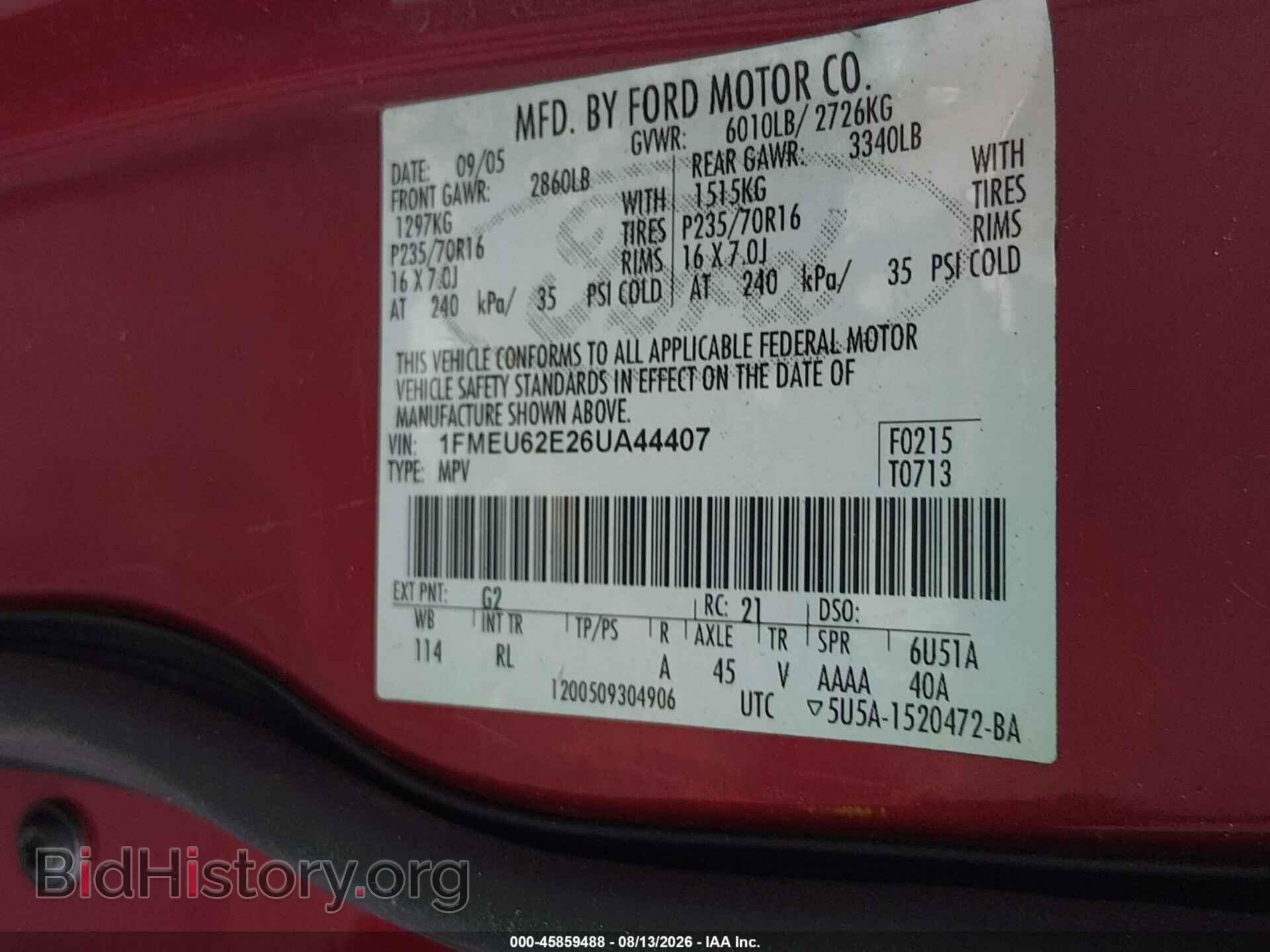 2006 FORD EXPLORER - VIN: 1FMEU62E26UA44407 - Photo 9