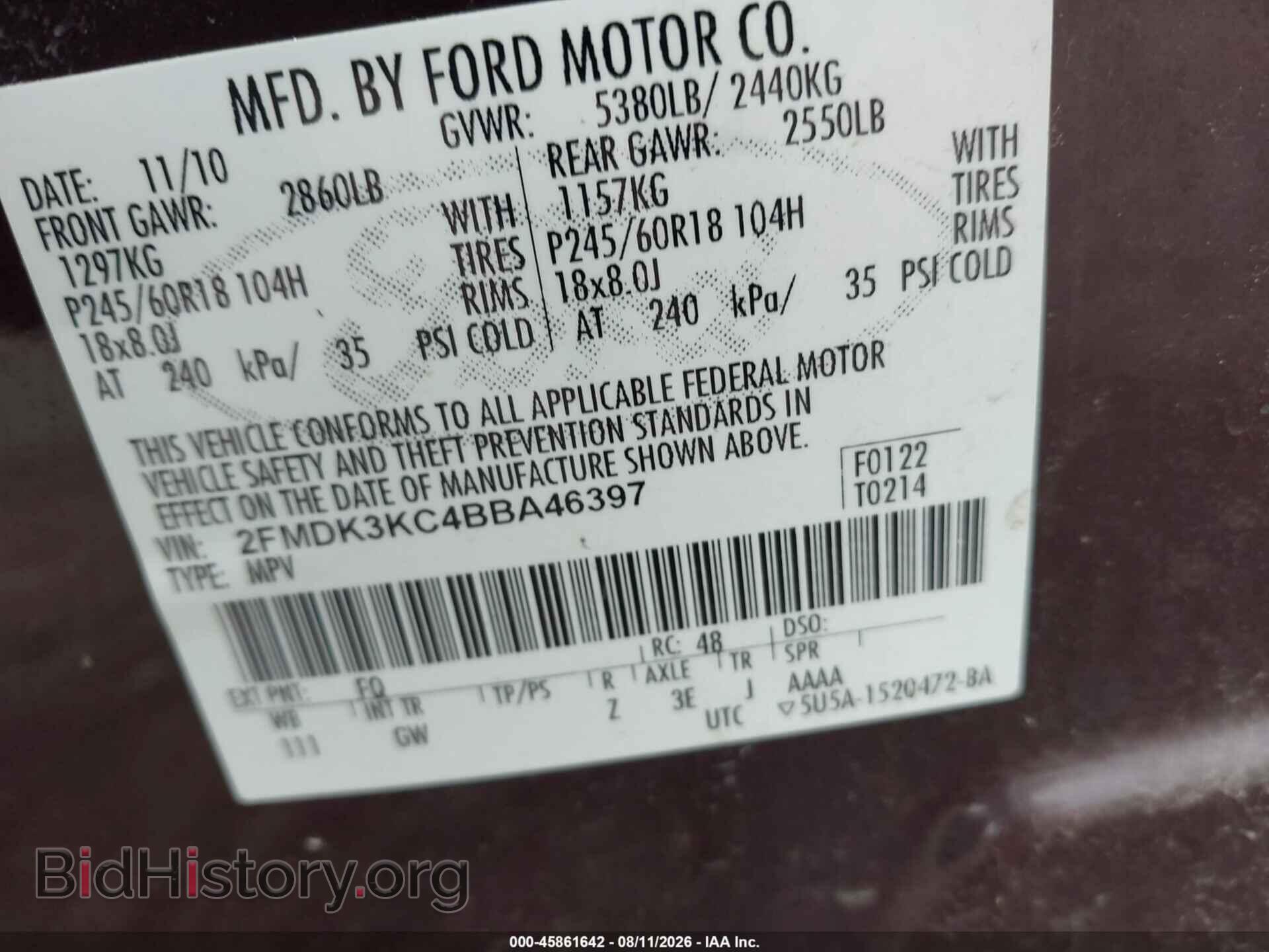 2011 FORD EDGE - VIN: 2FMDK3KC4BBA46397 - Photo 9