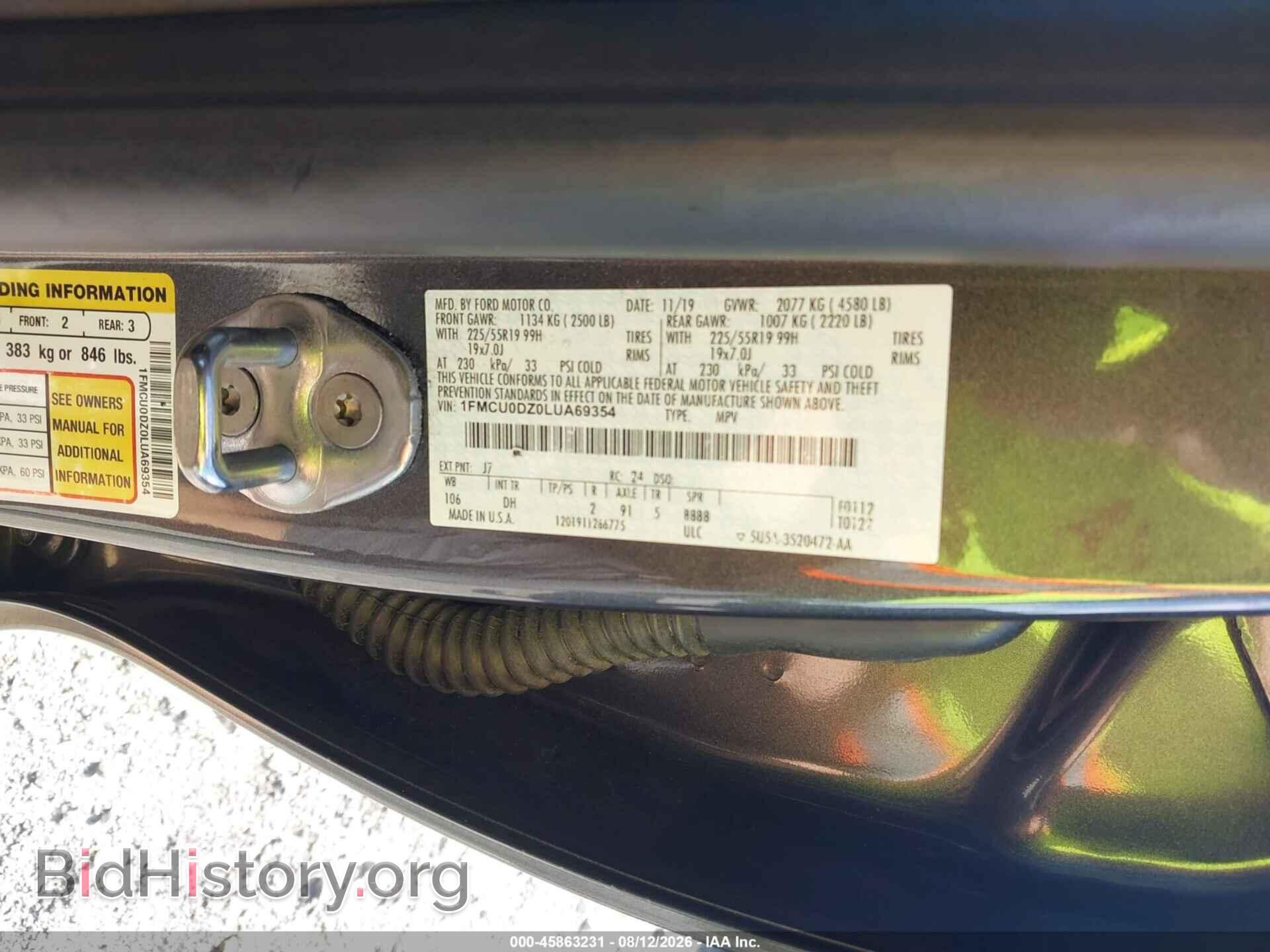 2020 FORD ESCAPE - VIN: 1FMCU0DZ0LUA69354 - Фото 9