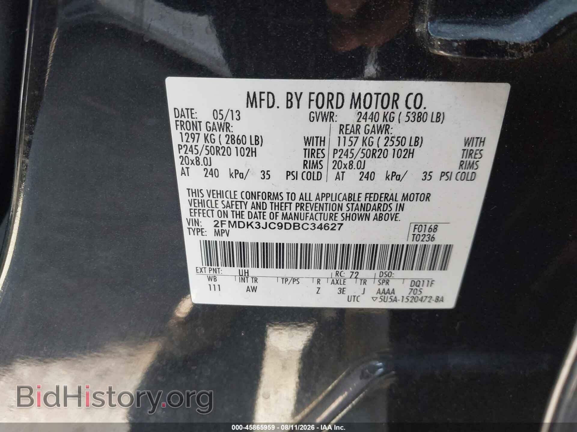 2013 FORD EDGE - VIN: 2FMDK3JC9DBC34627 - Photo 9