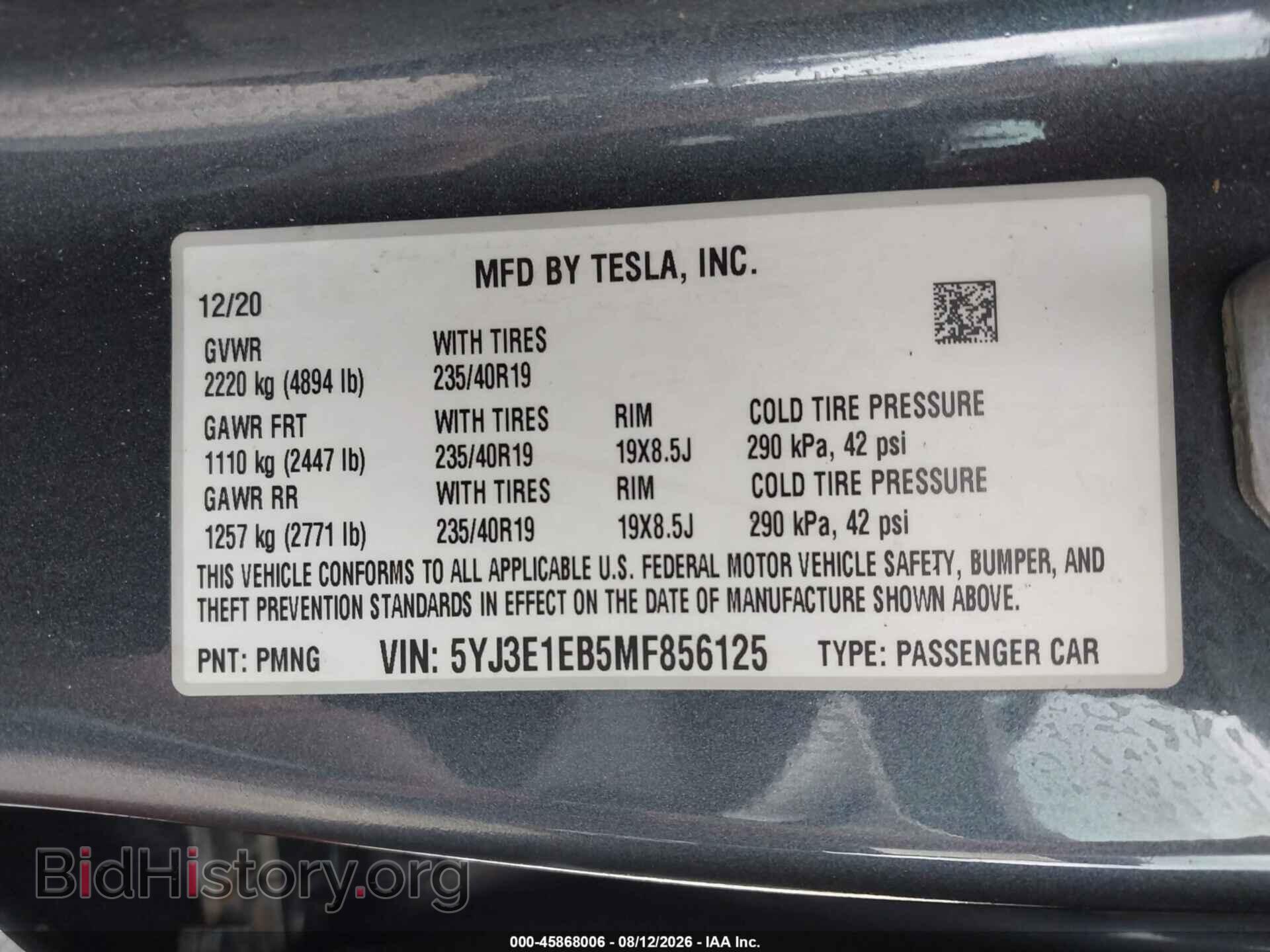 2021 TESLA MODEL 3 - VIN: 5YJ3E1EB5MF856125 - Фото 9