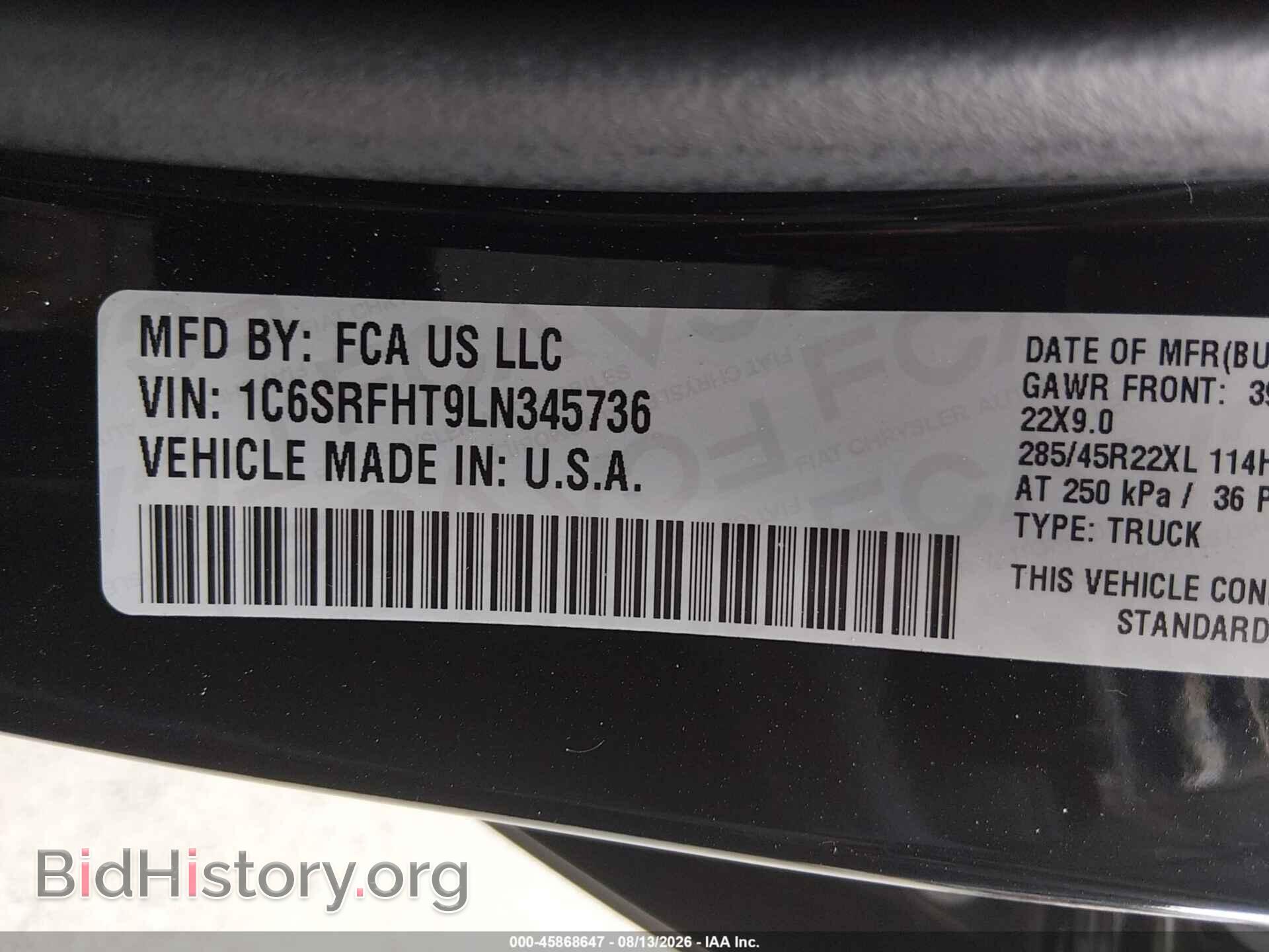 2020 RAM 1500 - VIN: 1C6SRFHT9LN345736 - Фото 9