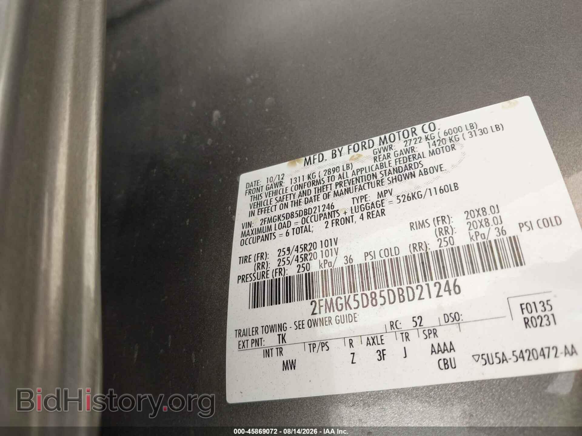 2013 FORD FLEX - VIN: 2FMGK5D85DBD21246 - Photo 9