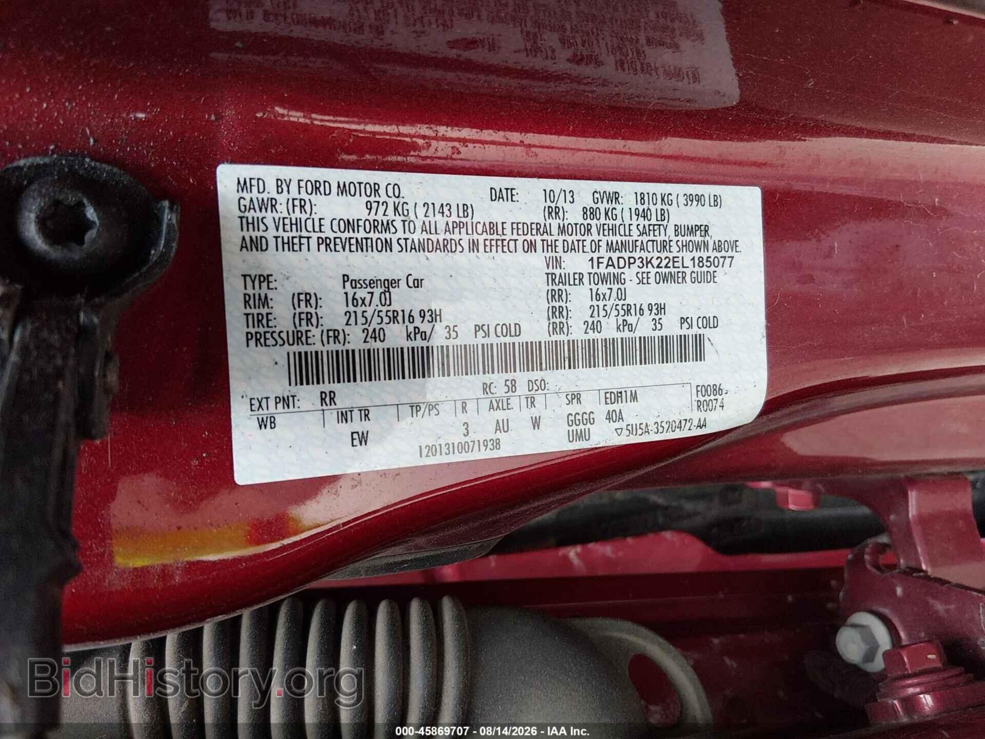 2014 FORD FOCUS - VIN: 1FADP3K22EL185077 - Фото 9