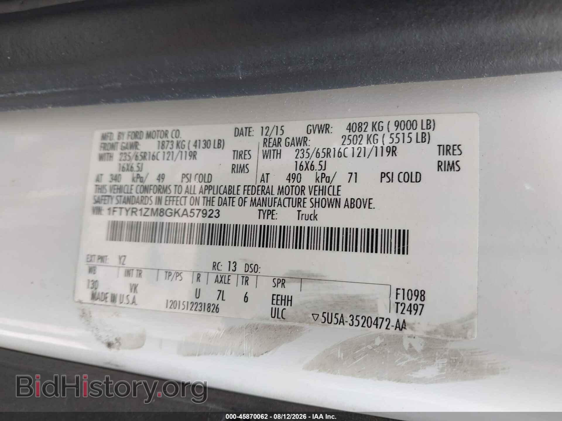 2016 FORD TRANSIT-250 - VIN: 1FTYR1ZM8GKA57923 - Photo 9