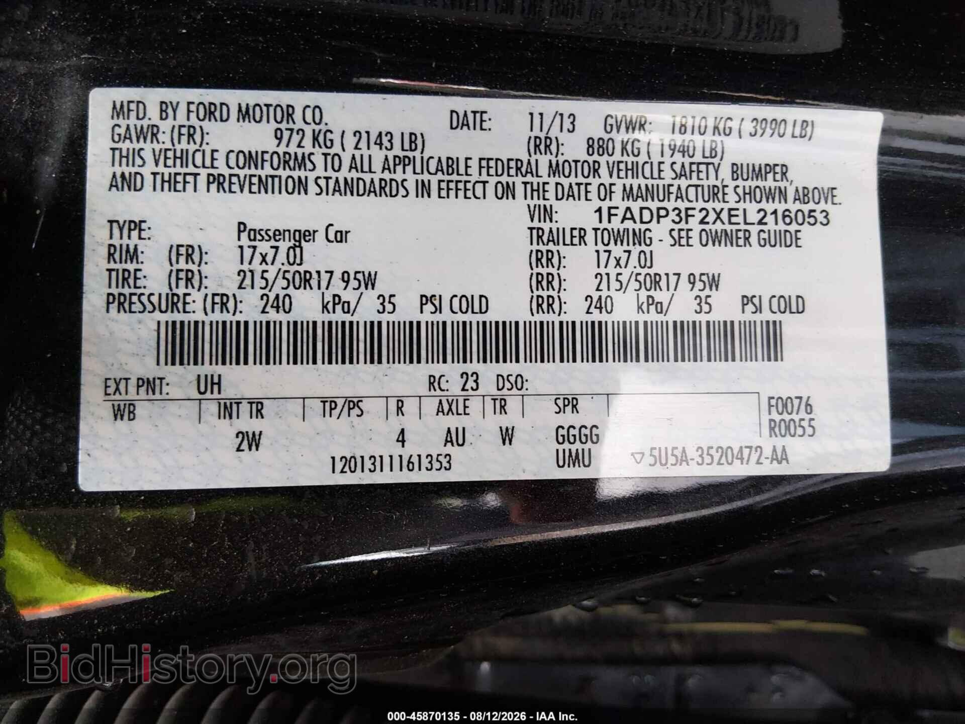 2014 FORD FOCUS - VIN: 1FADP3F2XEL216053 - Фото 9