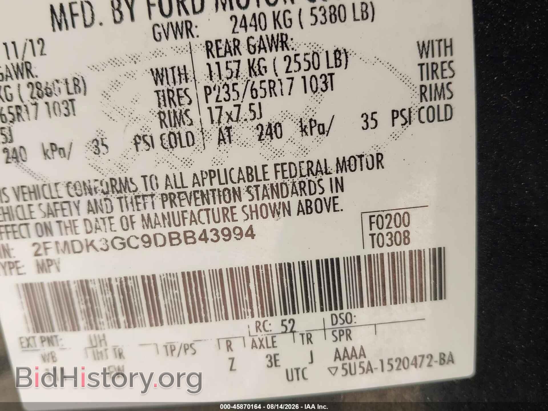 2013 FORD EDGE - VIN: 2FMDK3GC9DBB43994 - Photo 9