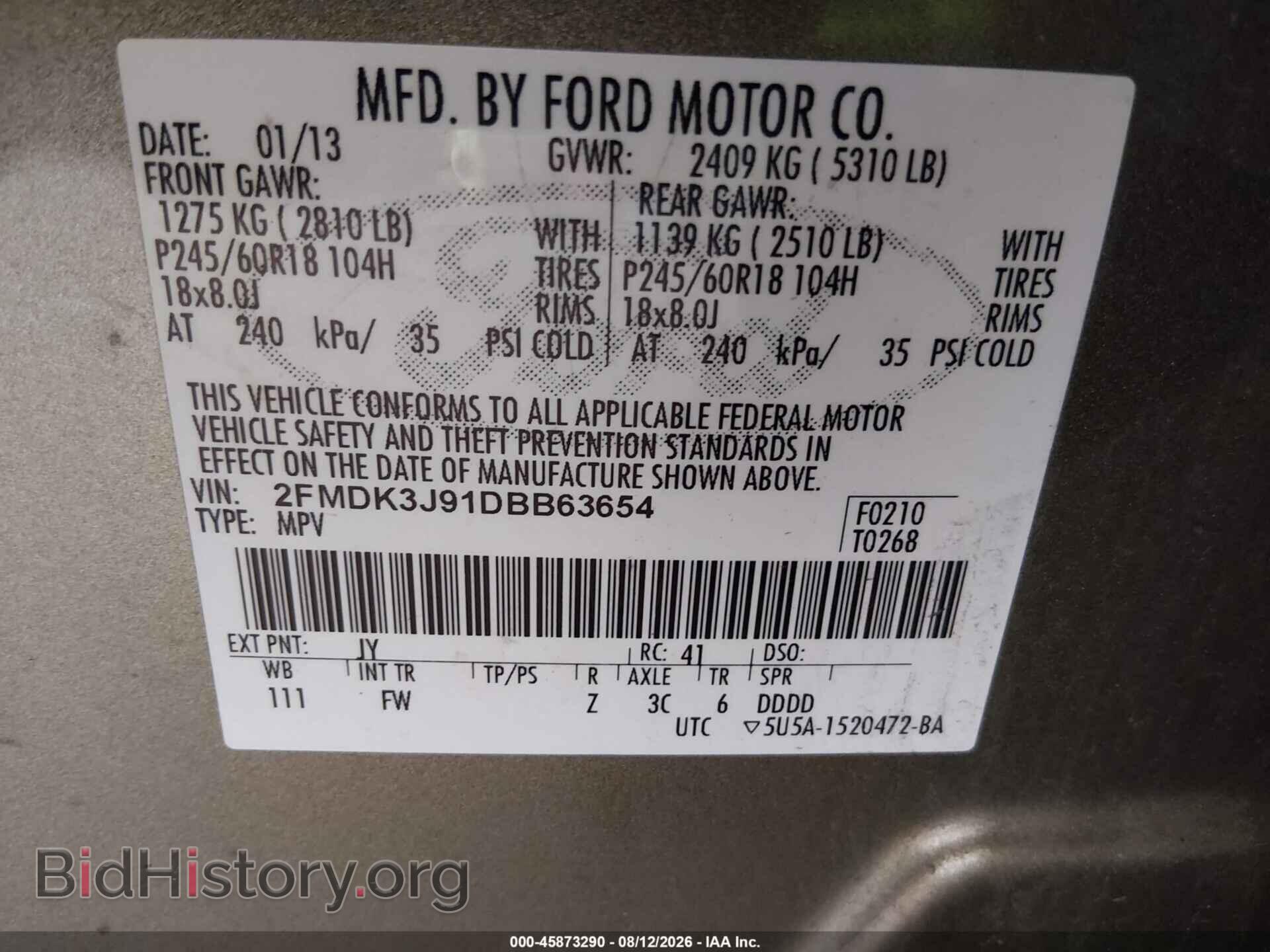 2013 FORD EDGE - VIN: 2FMDK3J91DBB63654 - Photo 9