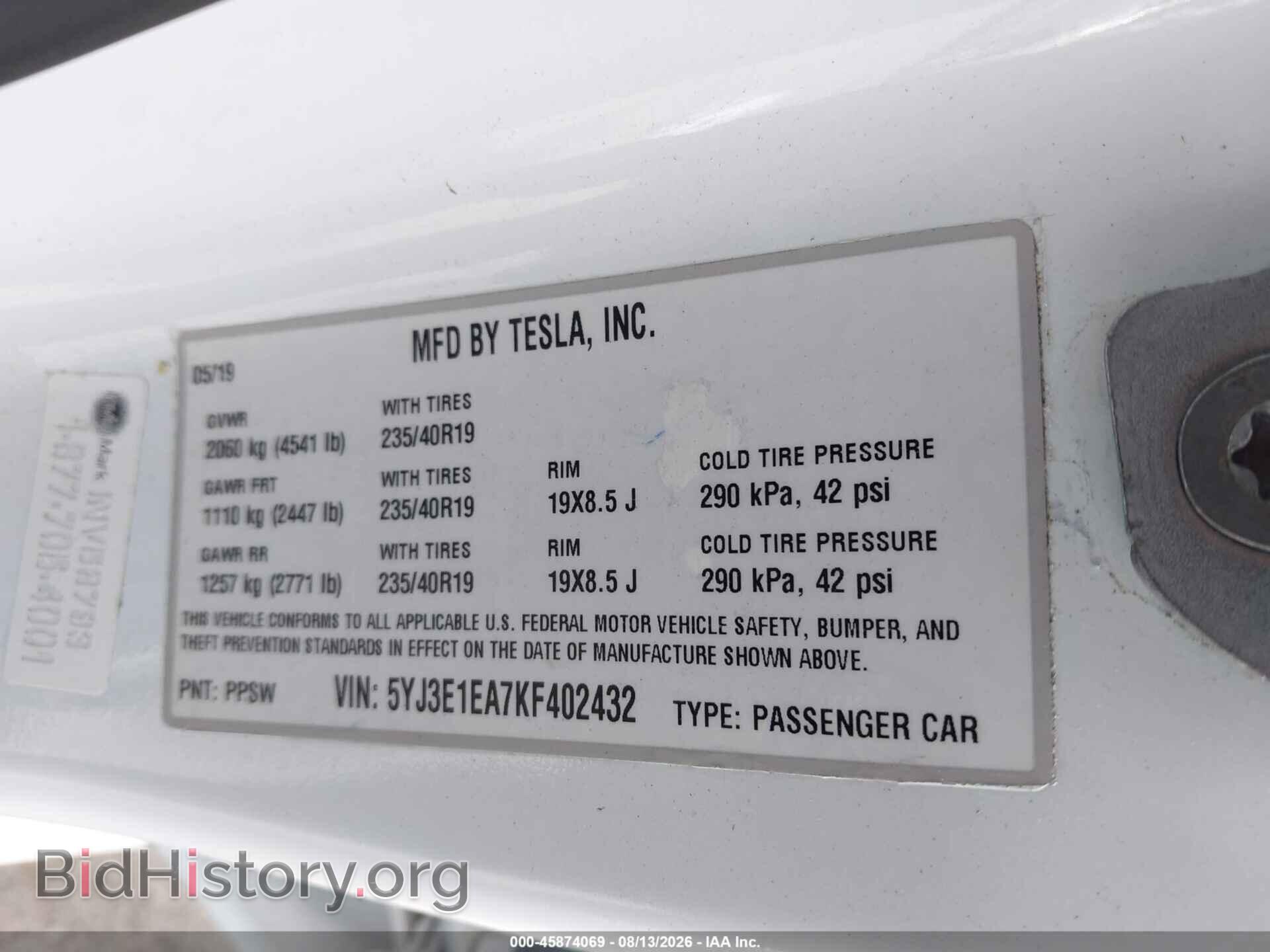 2019 TESLA MODEL 3 - VIN: 5YJ3E1EA7KF402432 - Photo 9