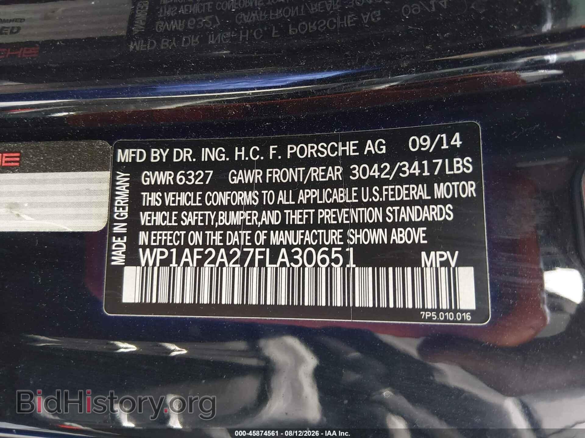 2015 PORSCHE CAYENNE - VIN: WP1AF2A27FLA30651 - Photo 9