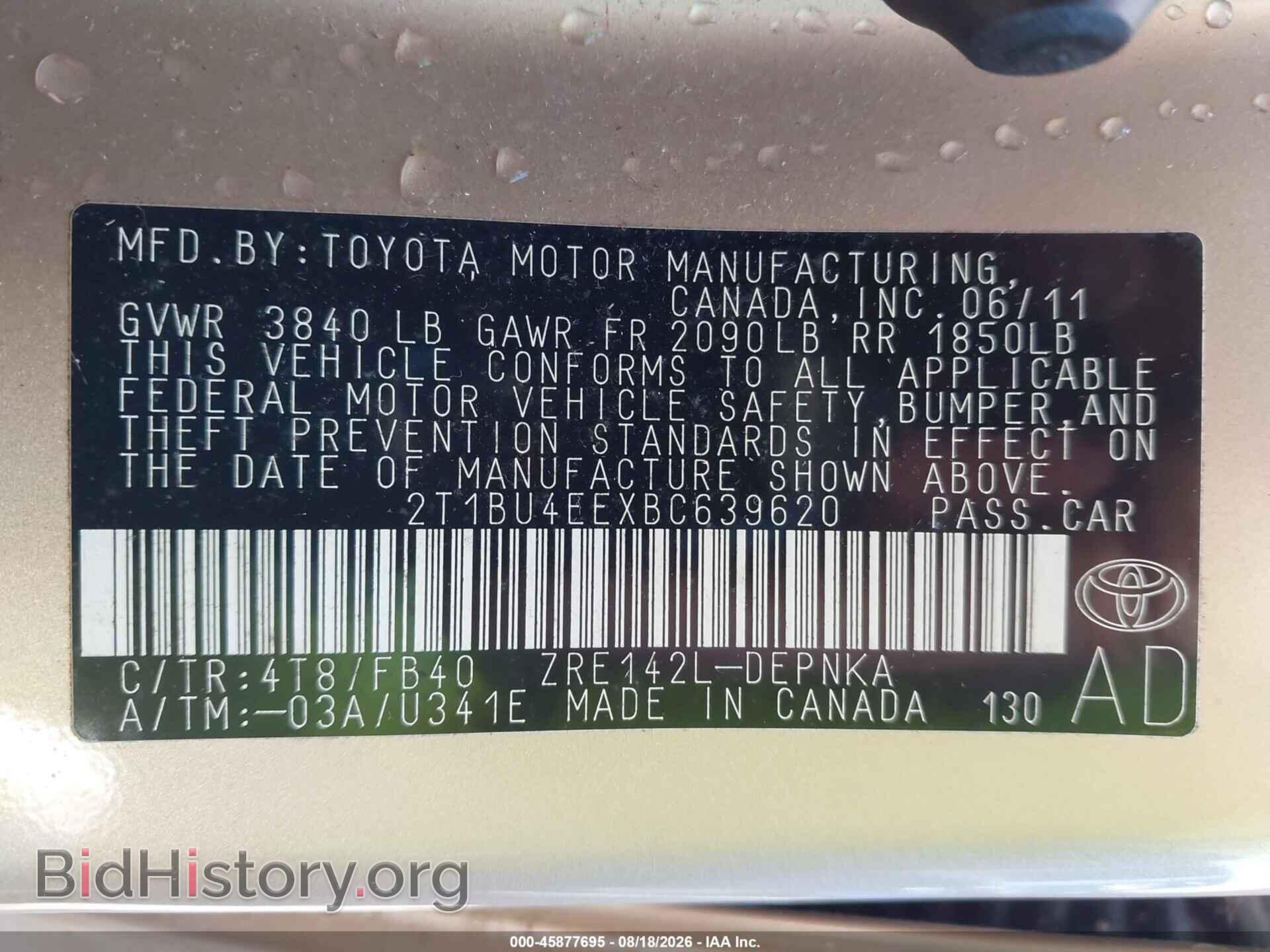 2011 TOYOTA COROLLA - VIN: 2T1BU4EEXBC639620 - Photo 9