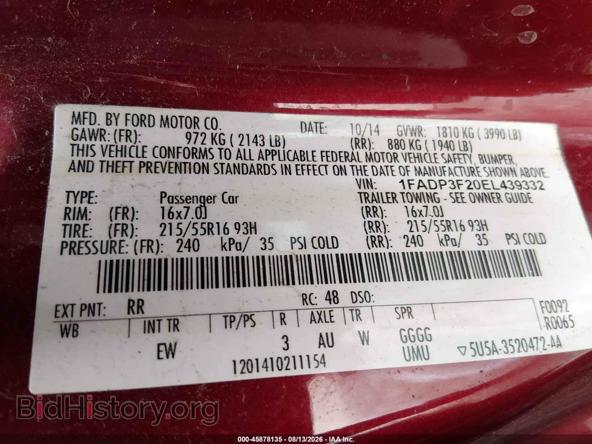 2014 FORD FOCUS - VIN: 1FADP3F20EL439332 - Фото 9
