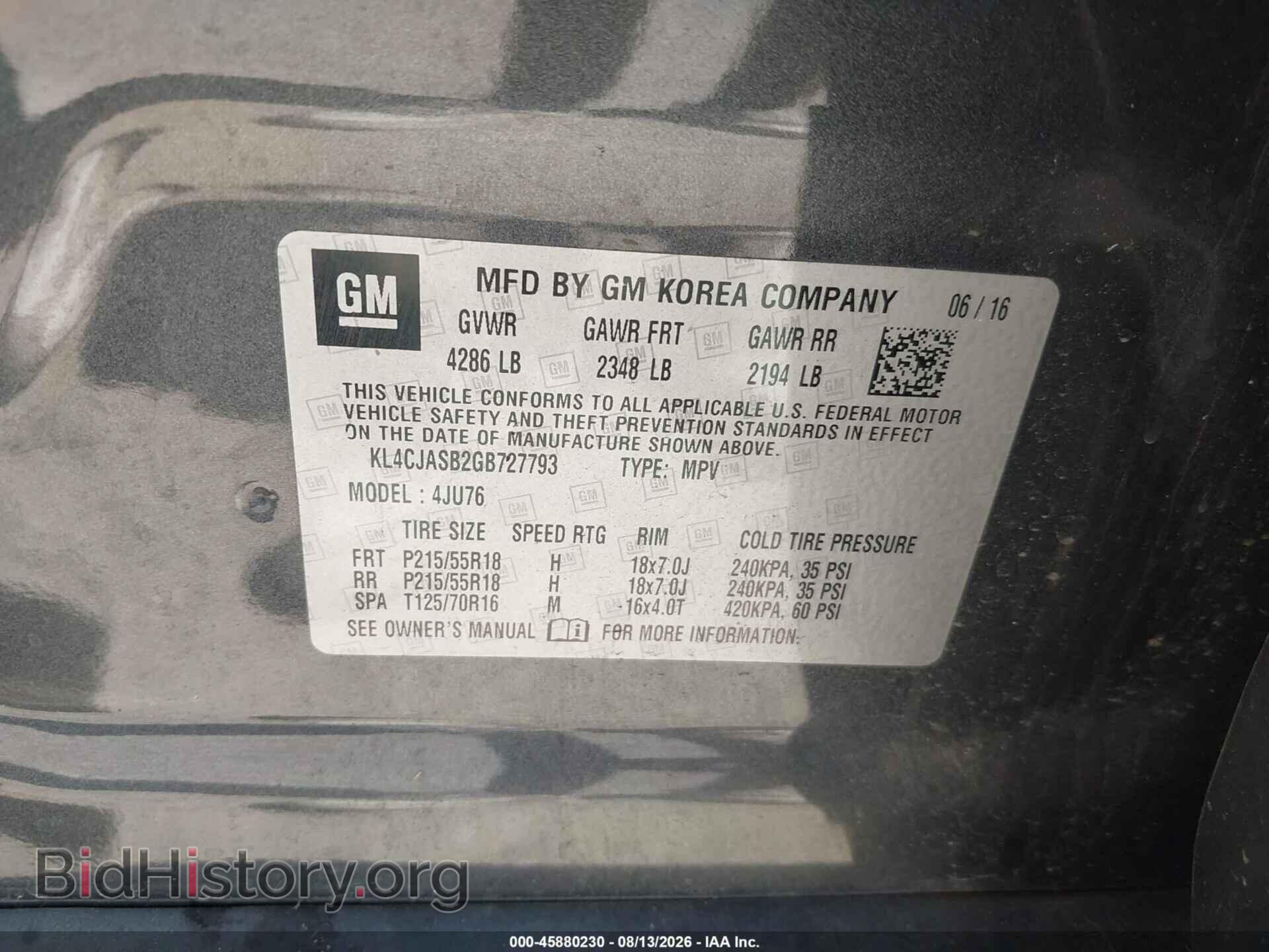 2016 BUICK ENCORE - VIN: KL4CJASB2GB727793 - Фото 9