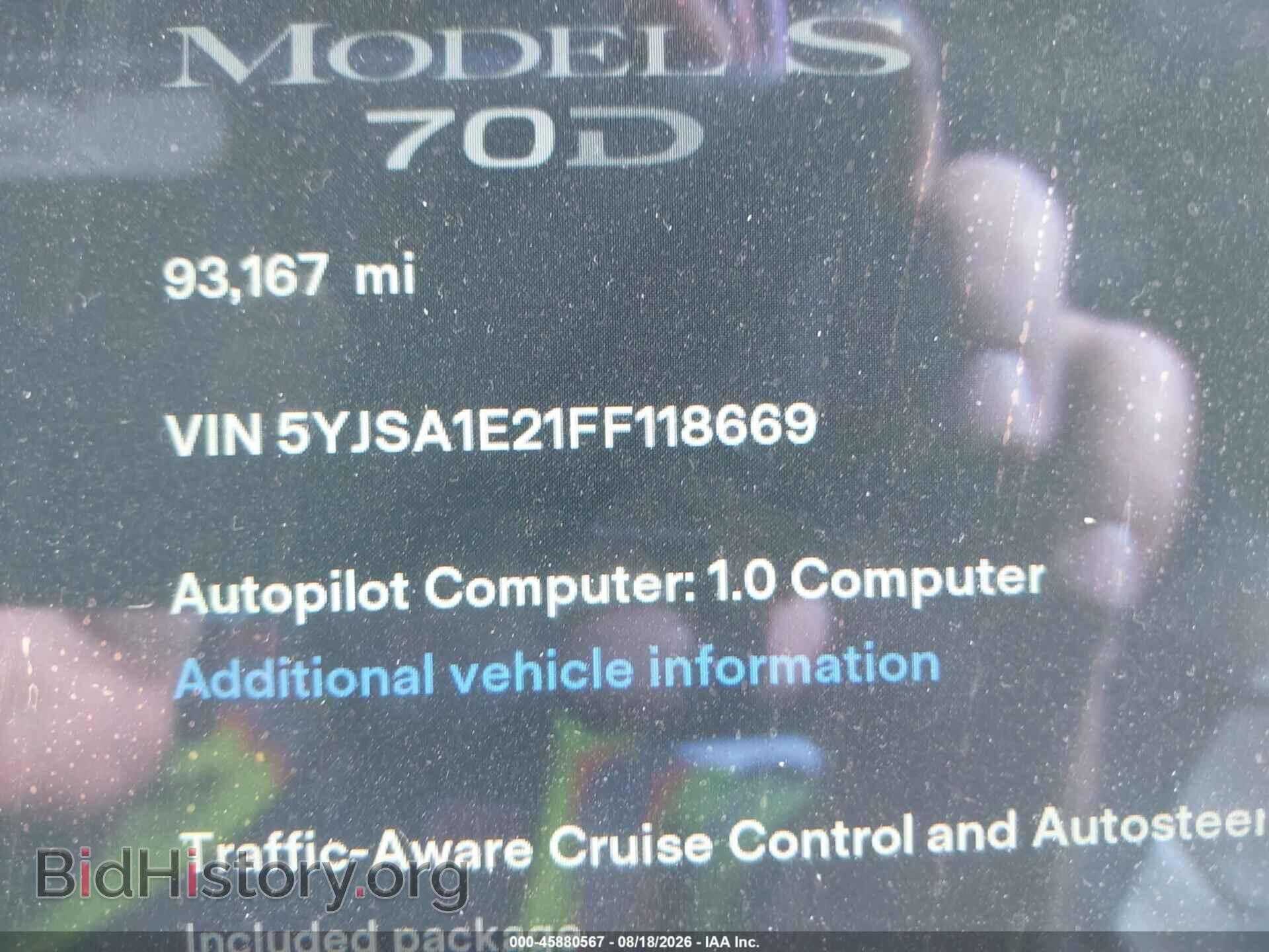 2015 TESLA MODEL S - VIN: 5YJSA1E21FF118669 - Фото 16