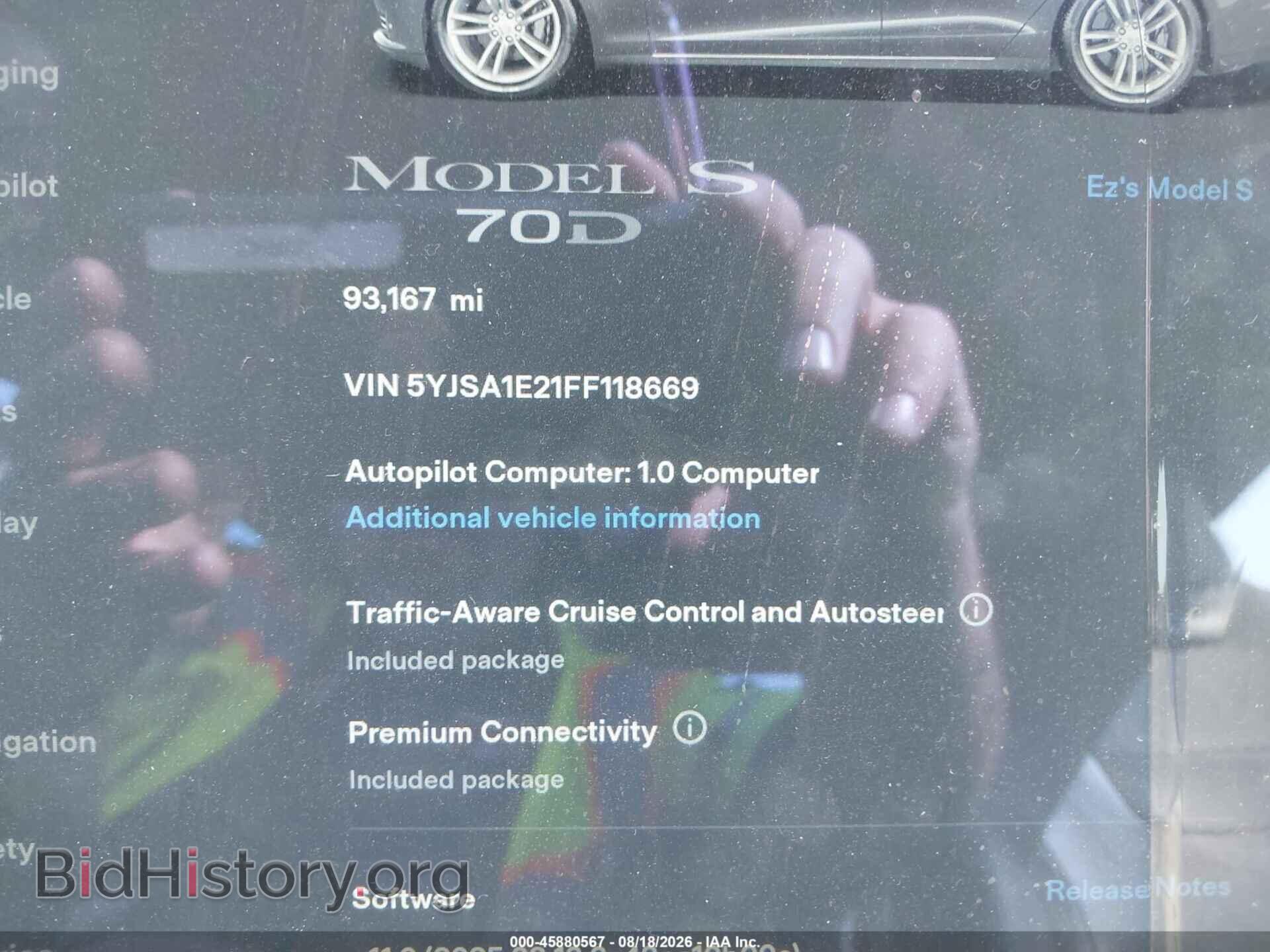 2015 TESLA MODEL S - VIN: 5YJSA1E21FF118669 - Фото 7