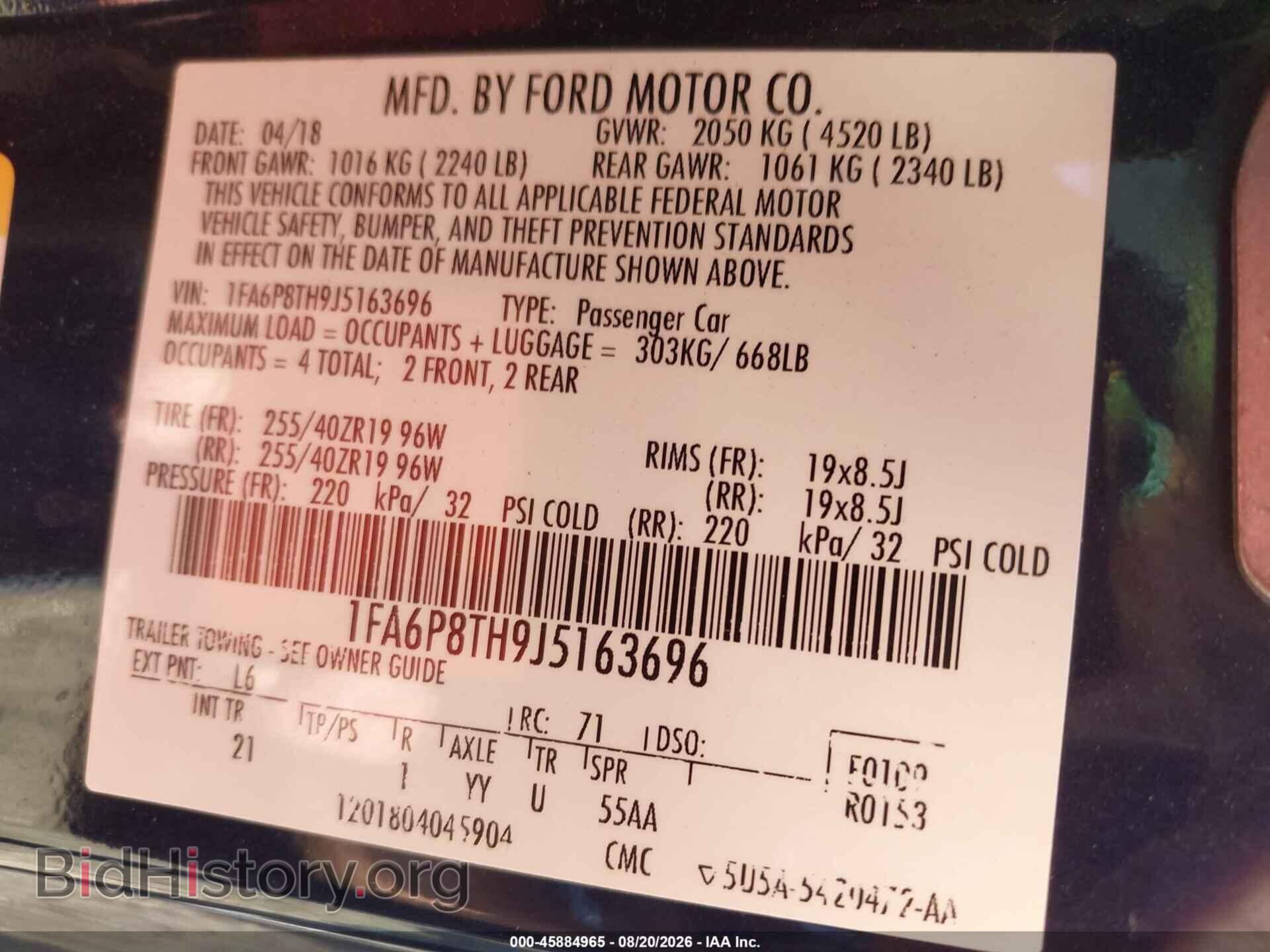 2018 FORD MUSTANG - VIN: 1FA6P8TH9J5163696 - Фото 9
