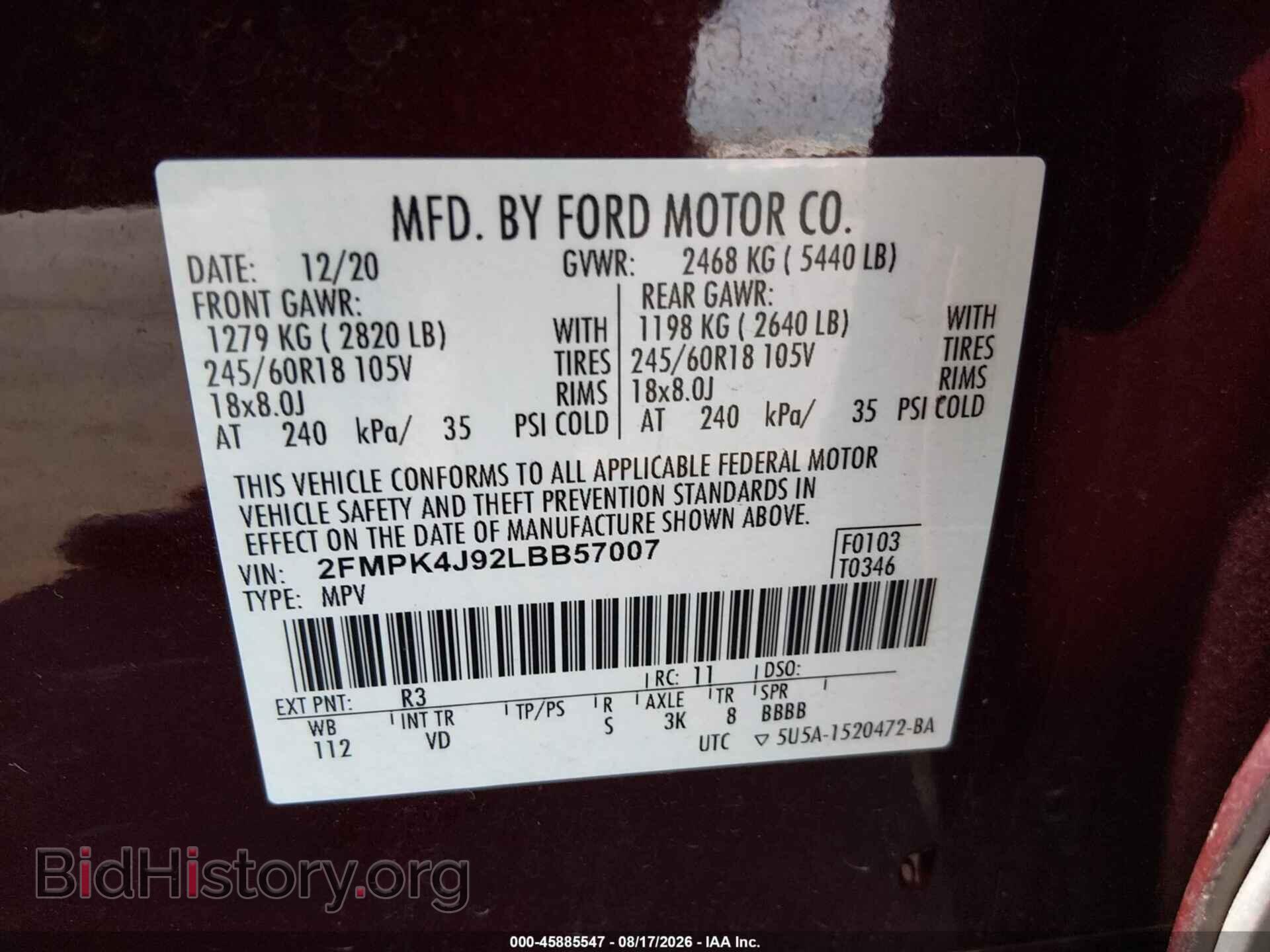 2020 FORD EDGE - VIN: 2FMPK4J92LBB57007 - Фото 9