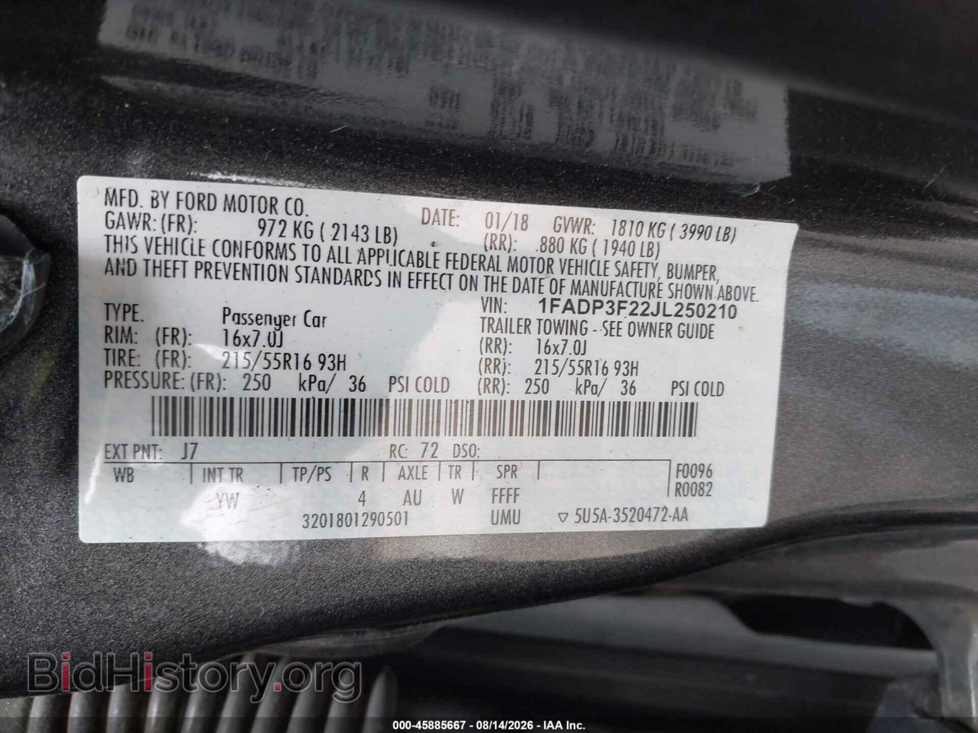 2018 FORD FOCUS - VIN: 1FADP3F22JL250210 - Photo 9